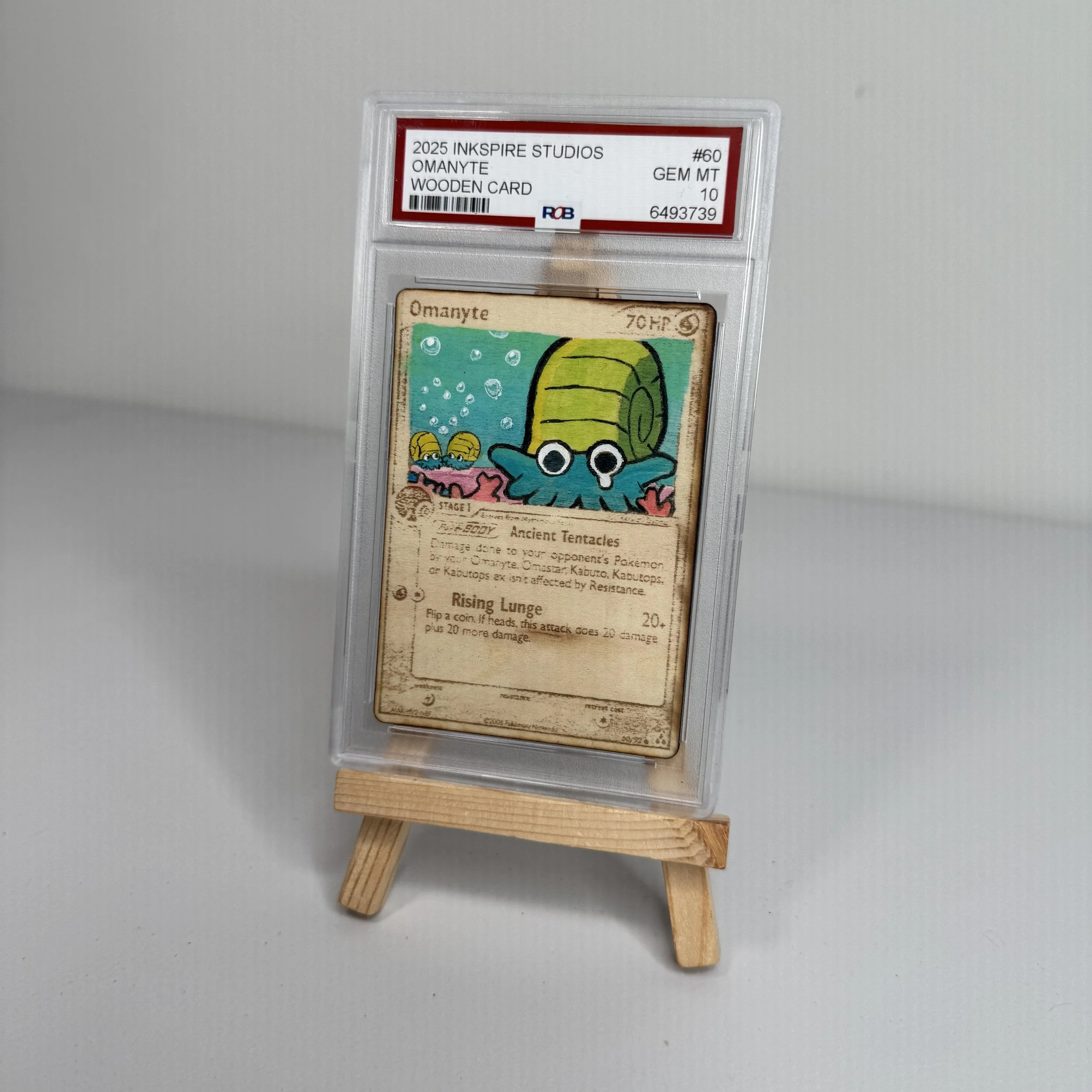 Omanyte (60) Engraved Wooden TCG Card