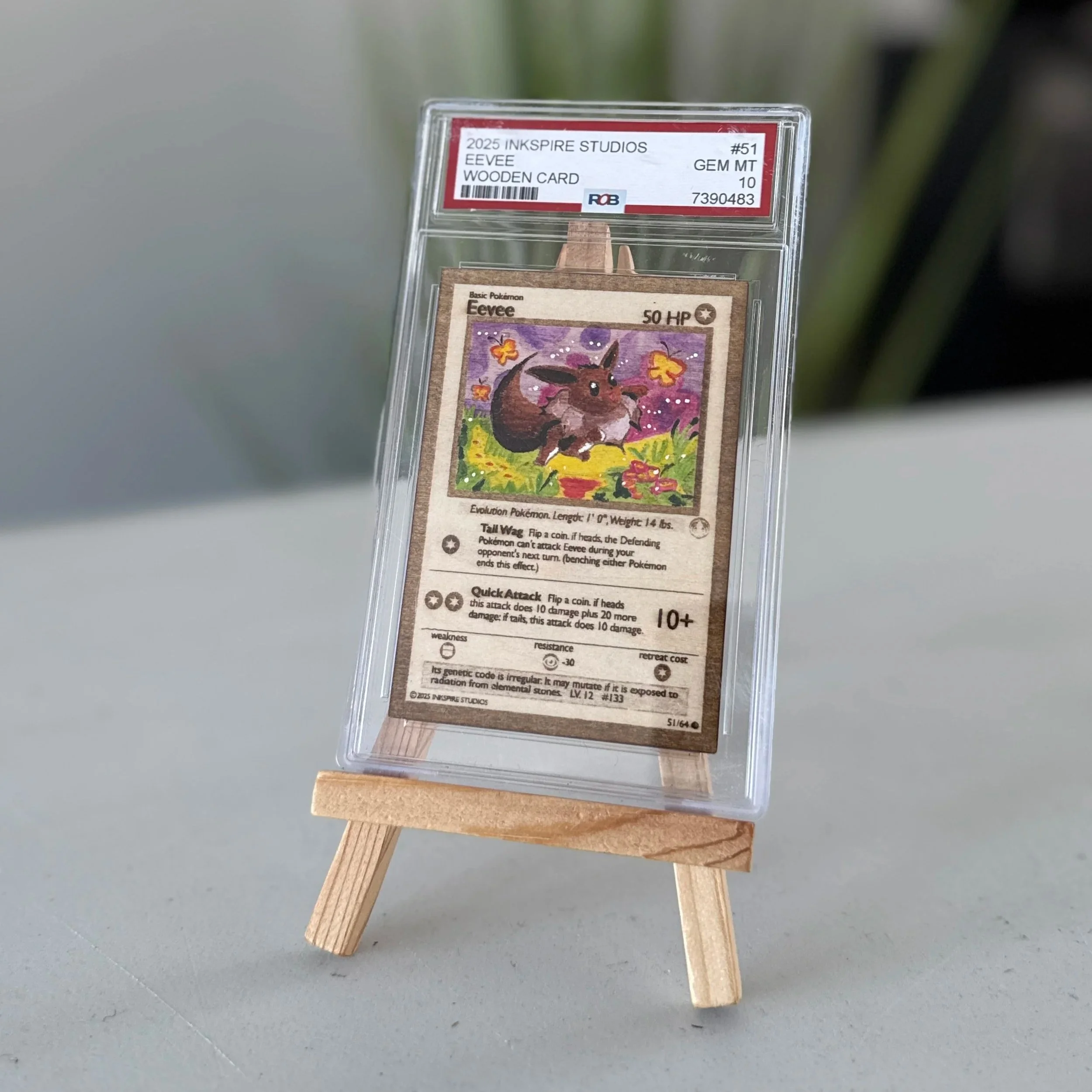 Eevee (51) Engraved Wooden TCG Card