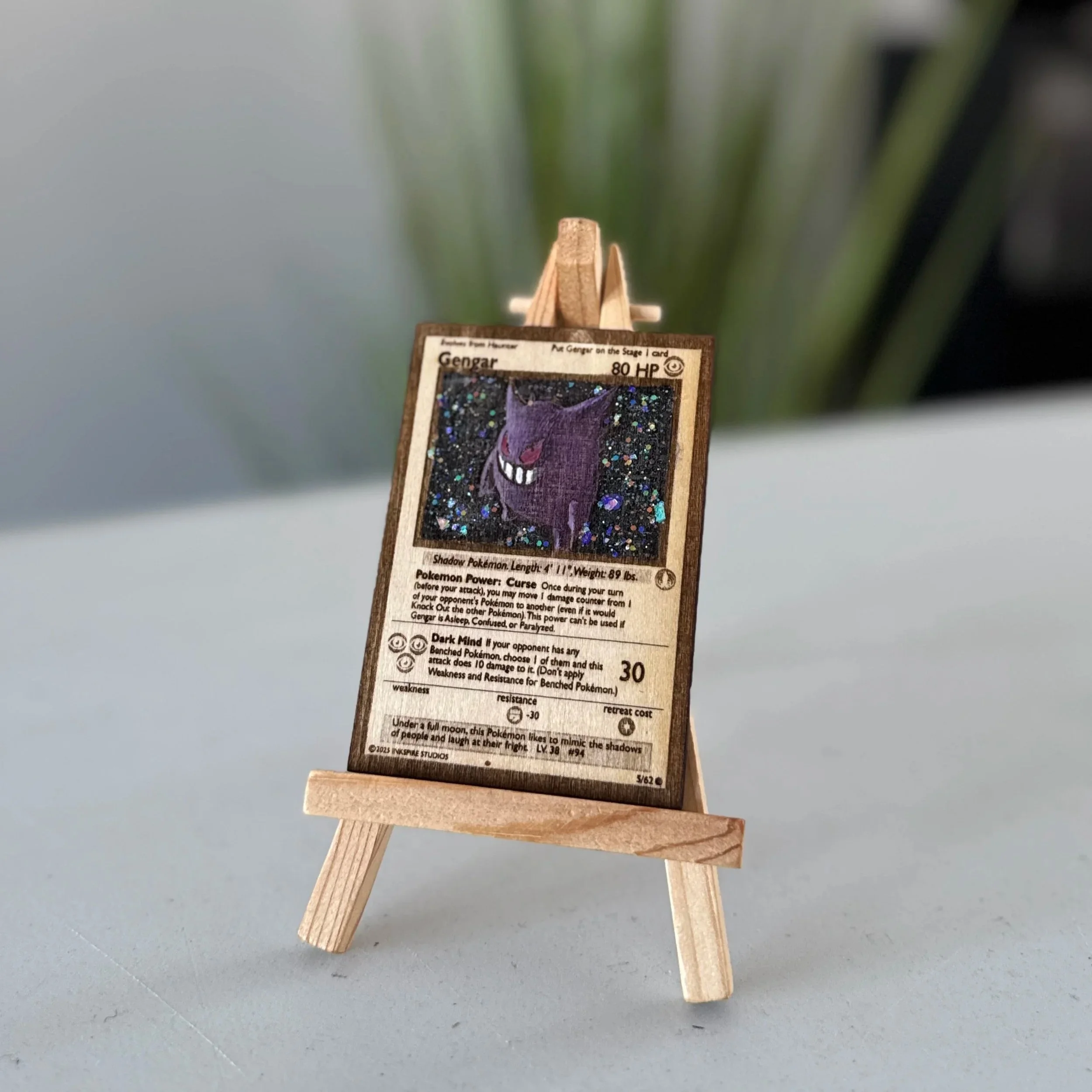 Gengar (5) Engraved Wooden TCG Card
