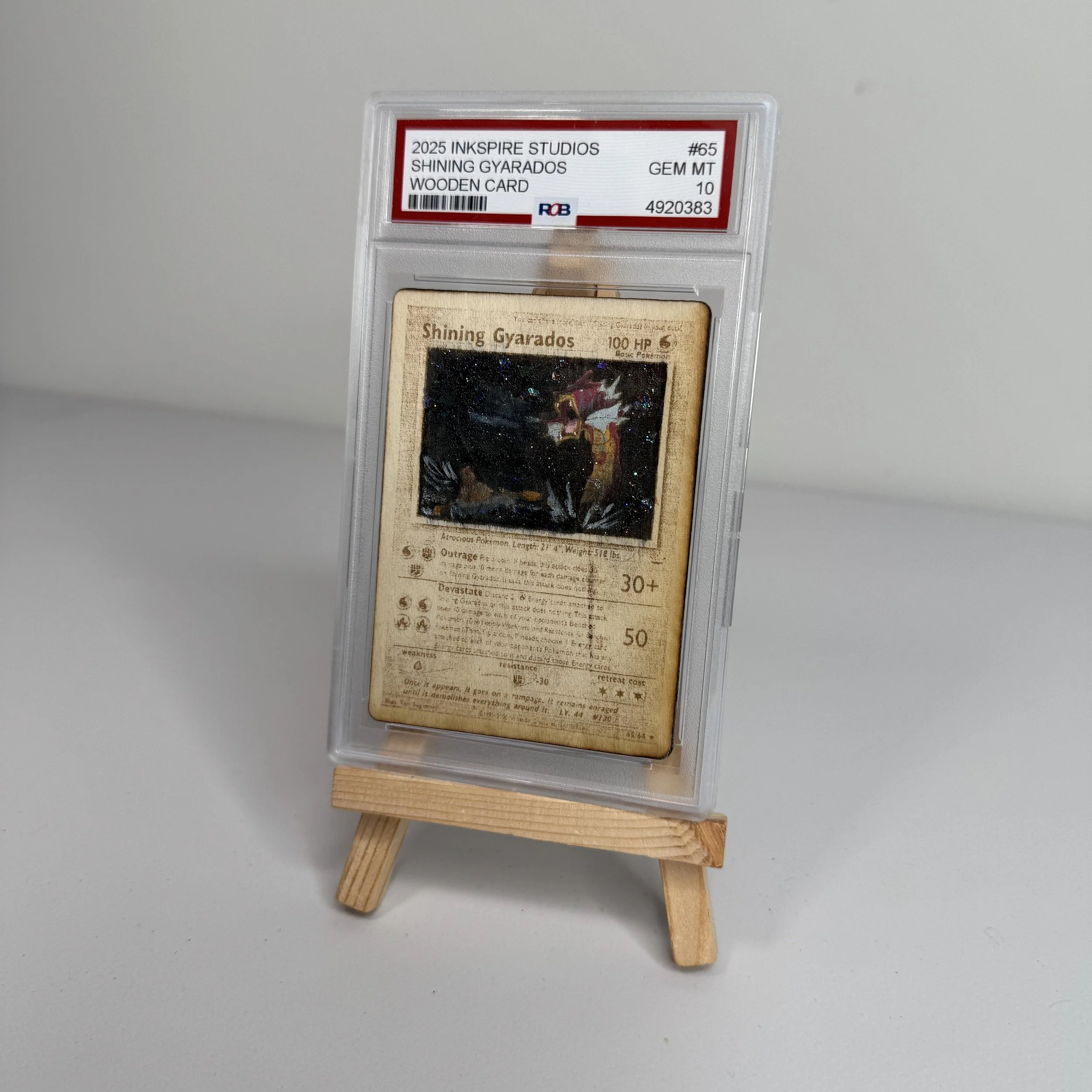 Shining Gyarados (65) Engraved Wooden TCG Card