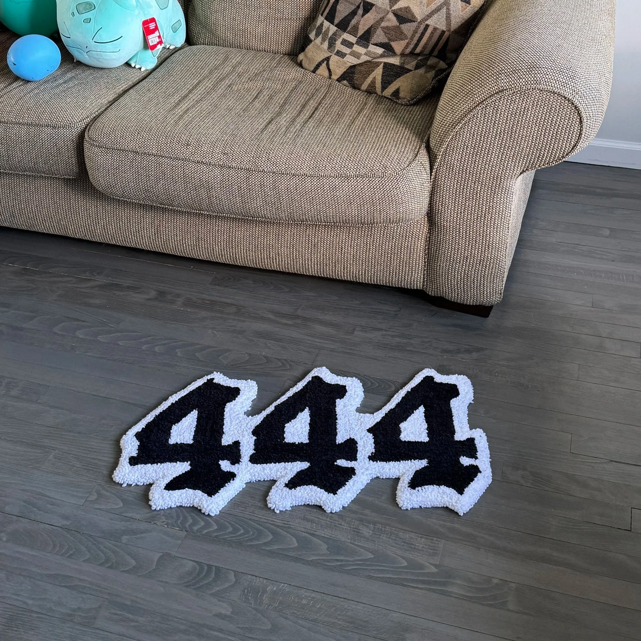"444" Handmade Rug – 3ft by 1ft Acrylic Yarn