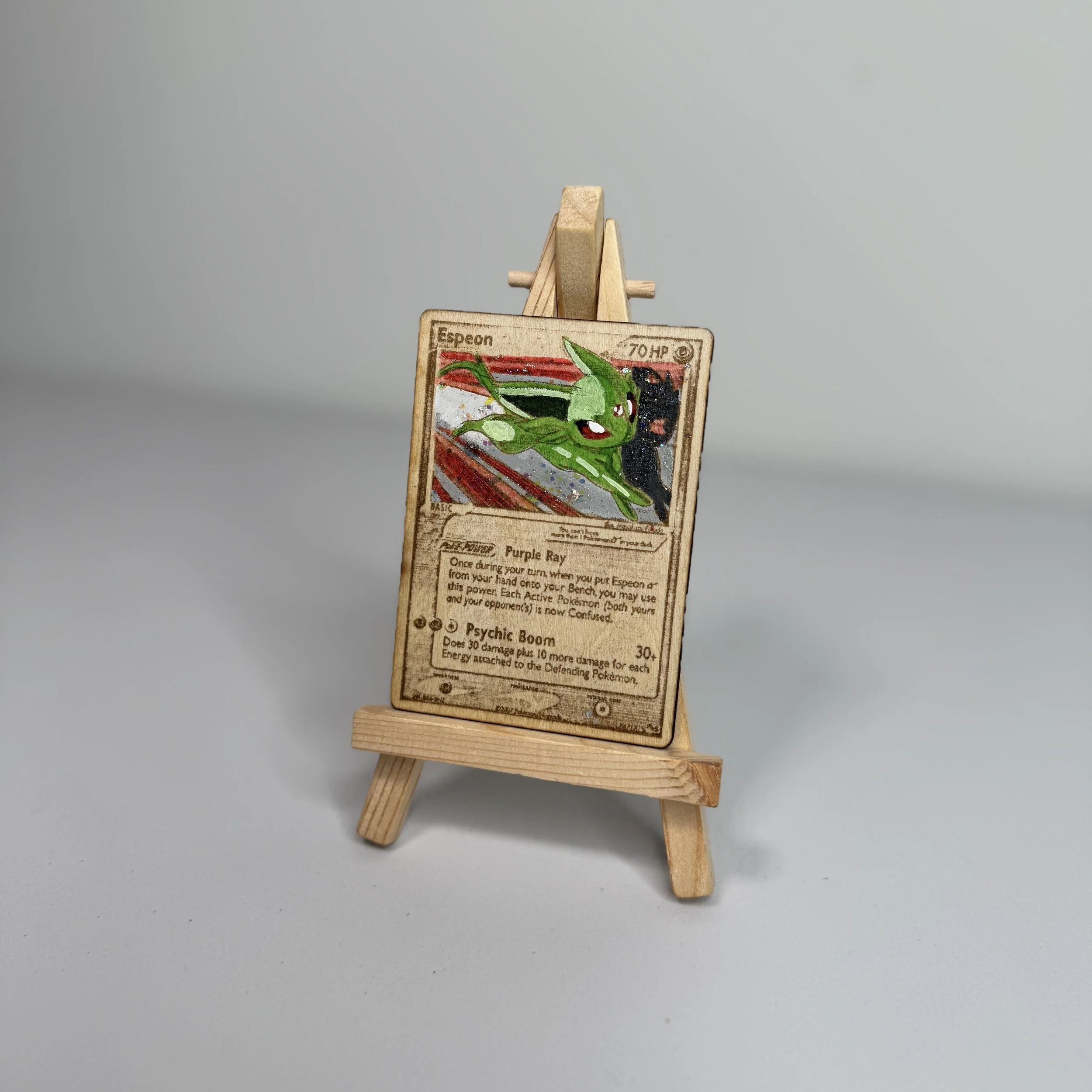 Espeon (16) Engraved Wooden TCG Card