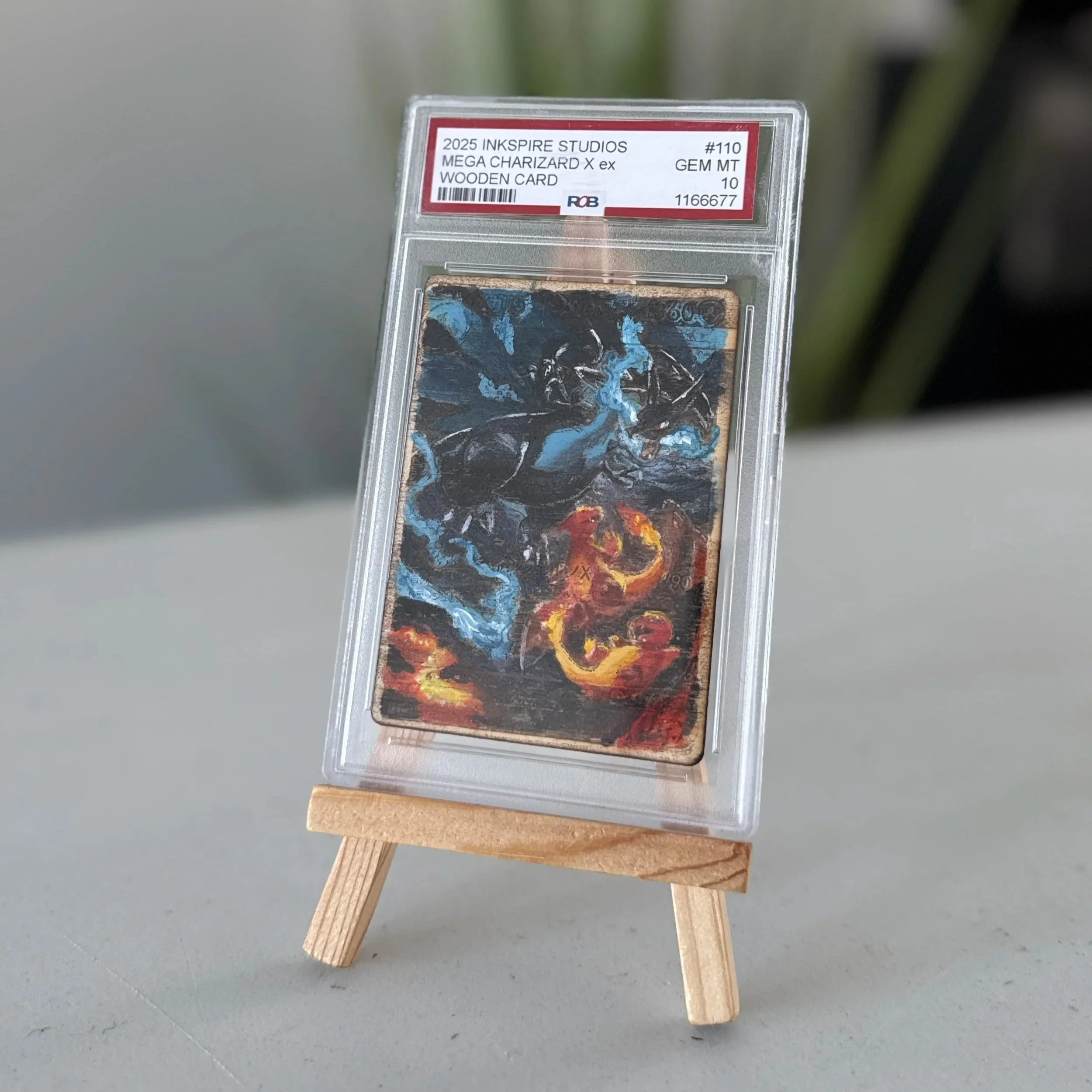 Mega Charizard (125) Engraved Wooden TCG Card