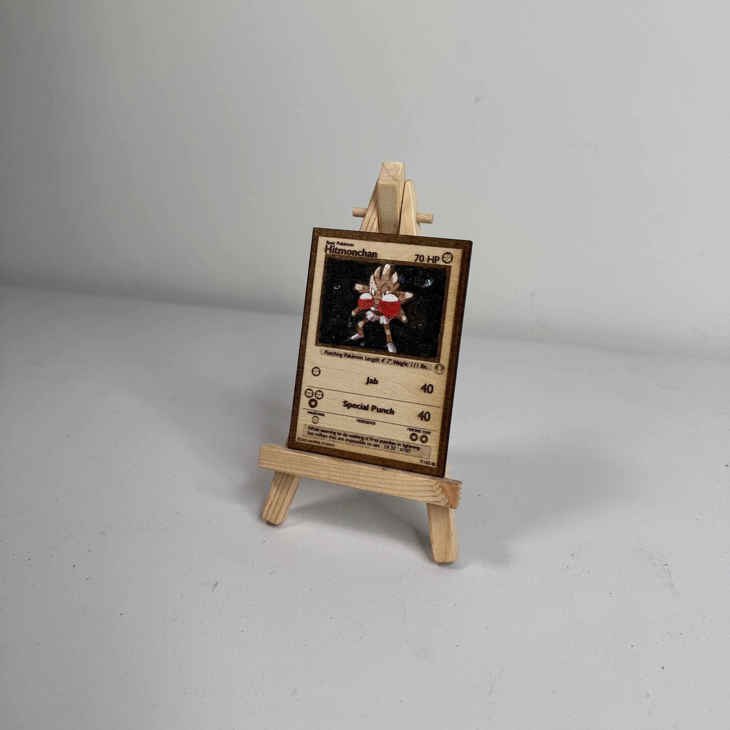Hitmonchan (7) Engraved Wooden TCG Card