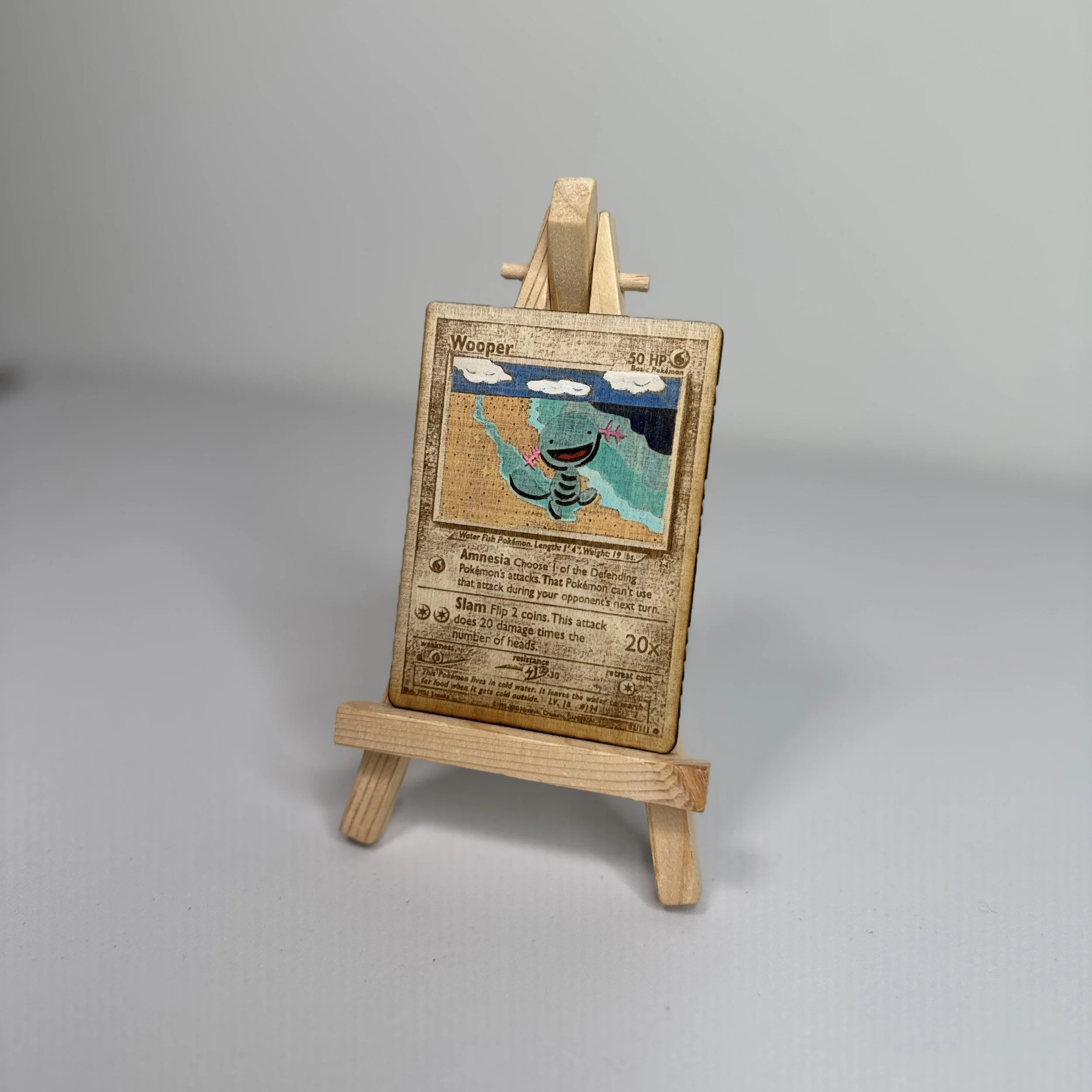 Wooper (82) Engraved Wooden TCG Card