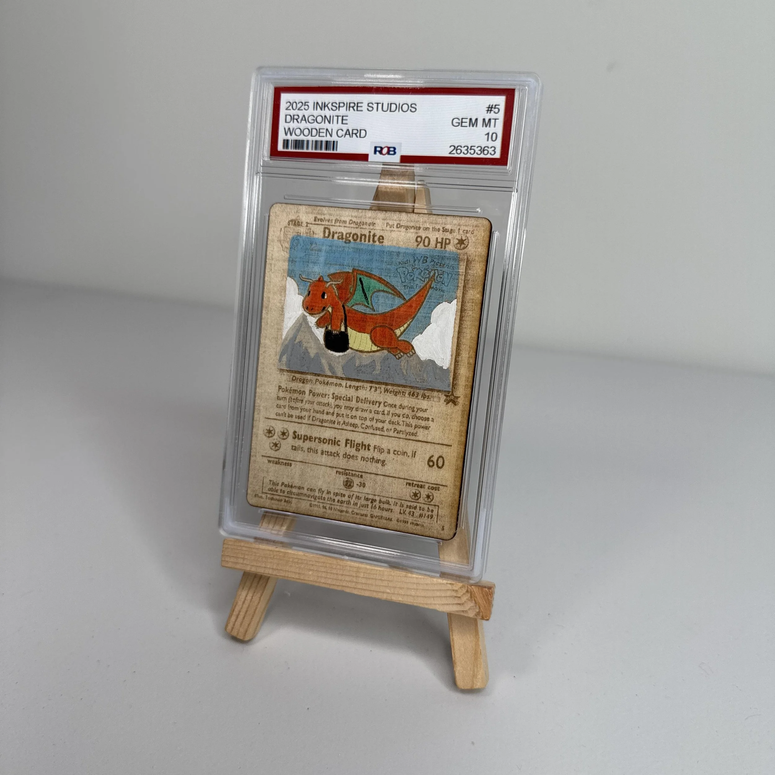 Dragonite (5) Engraved Wooden TCG Card