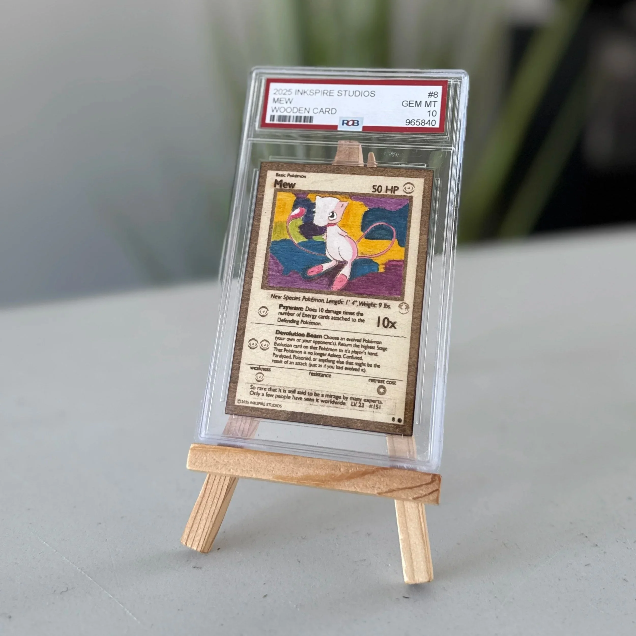Mew (8) Engraved Wooden TCG Card