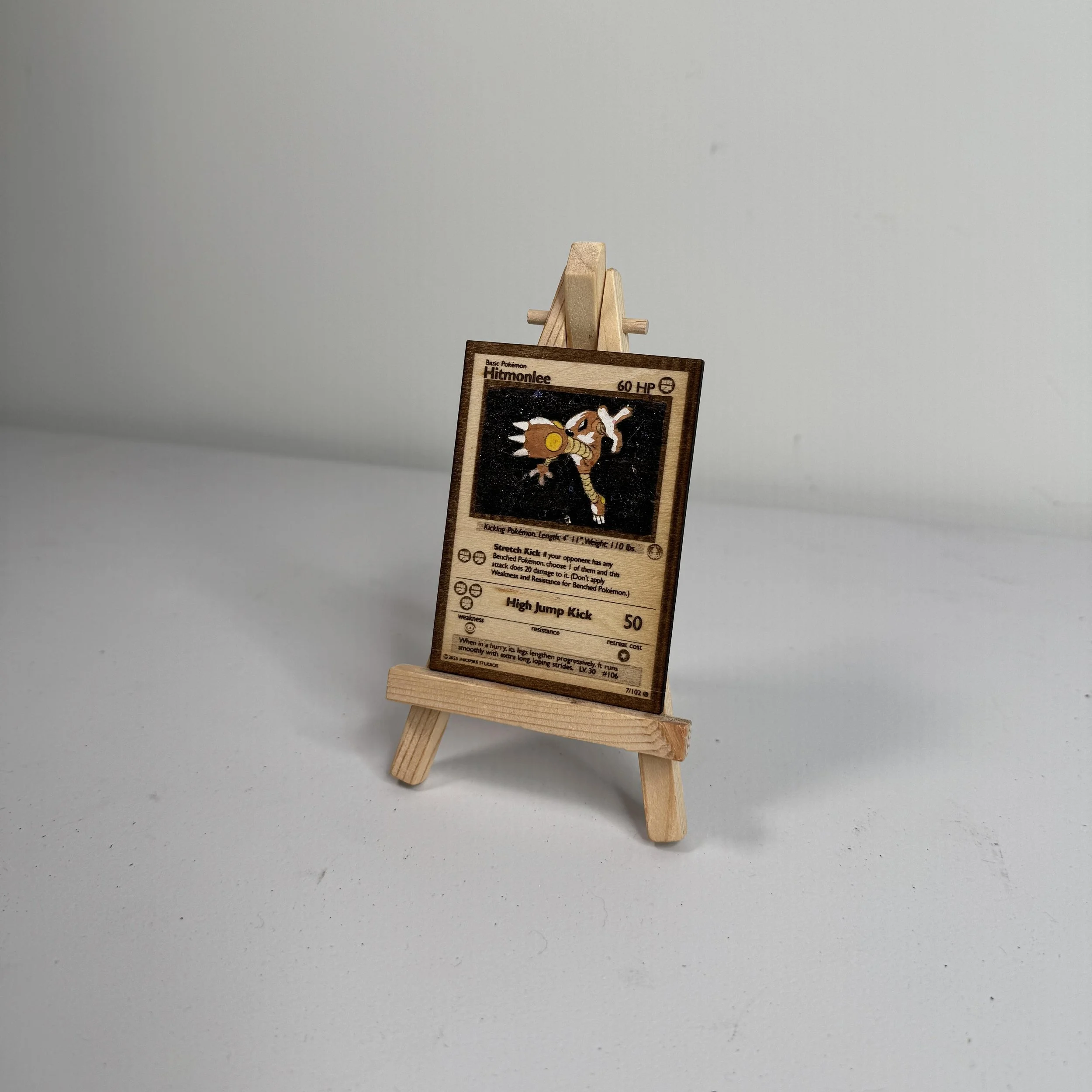 Hitmonlee (7) Engraved Wooden TCG Card