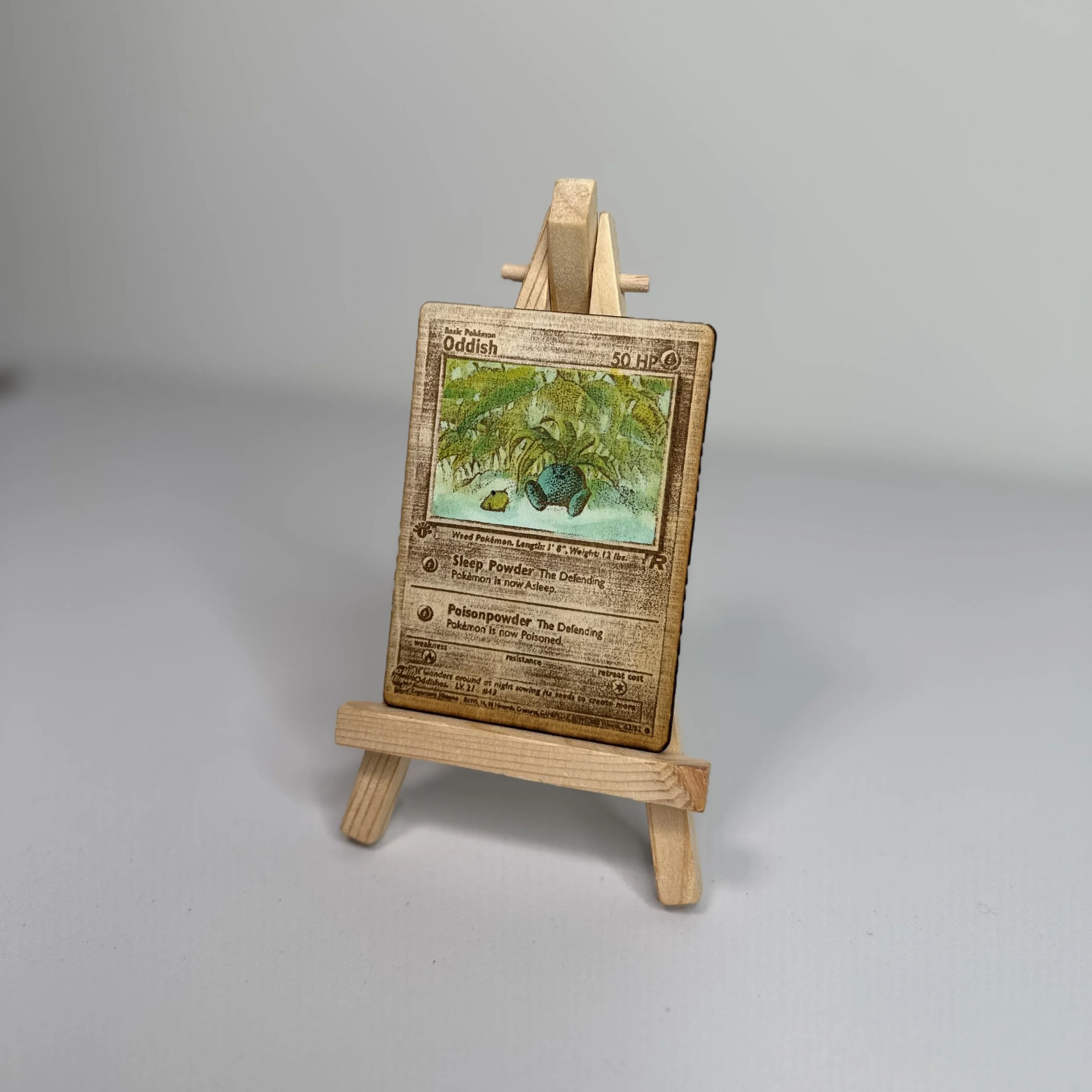 Oddish (43) Engraved Wooden TCG Card