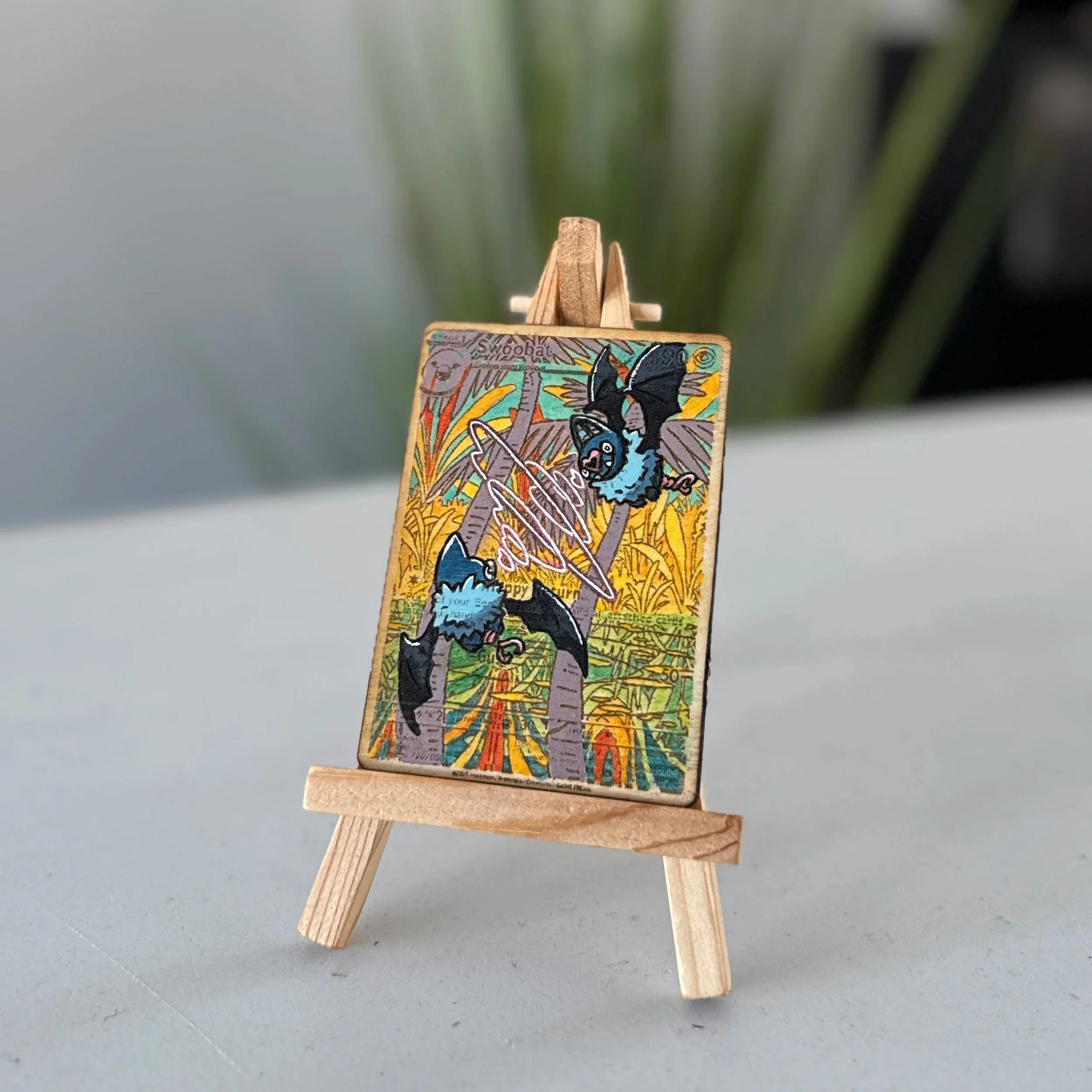 Swoobat (170) Engraved Wooden TCG Card