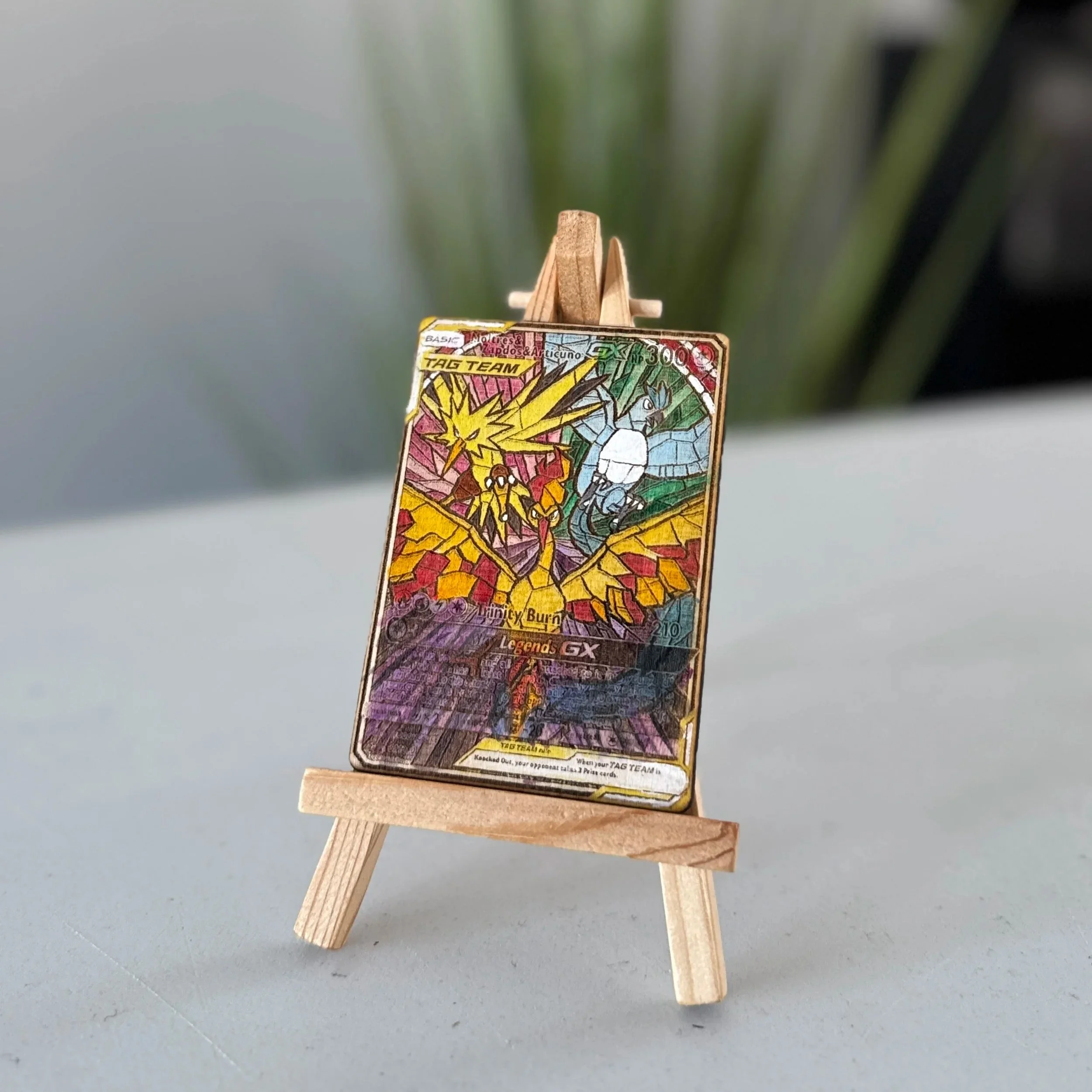 Moltres Zapdos Articuno (SM210) Engraved Wooden TCG Card