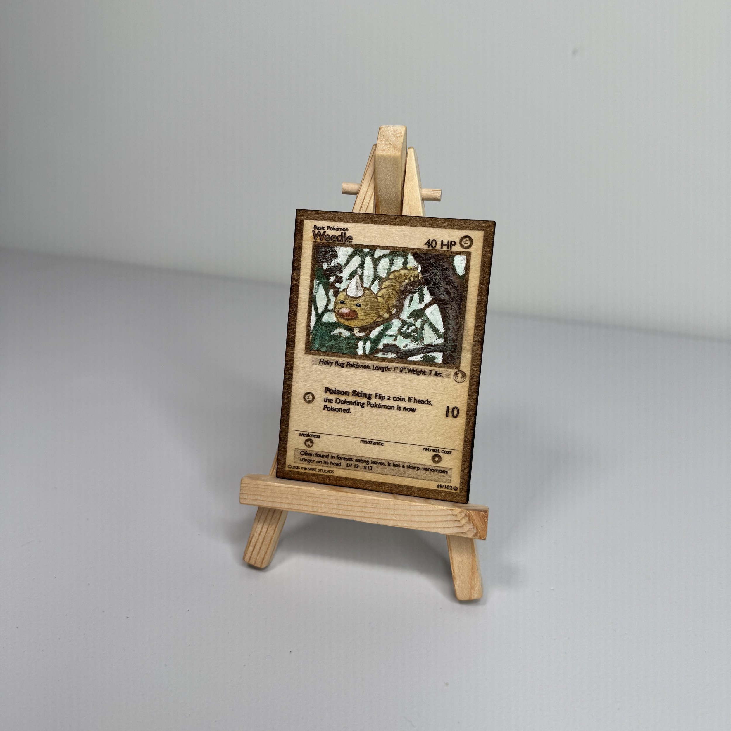 Weedle (69) Engraved Wooden TCG Card