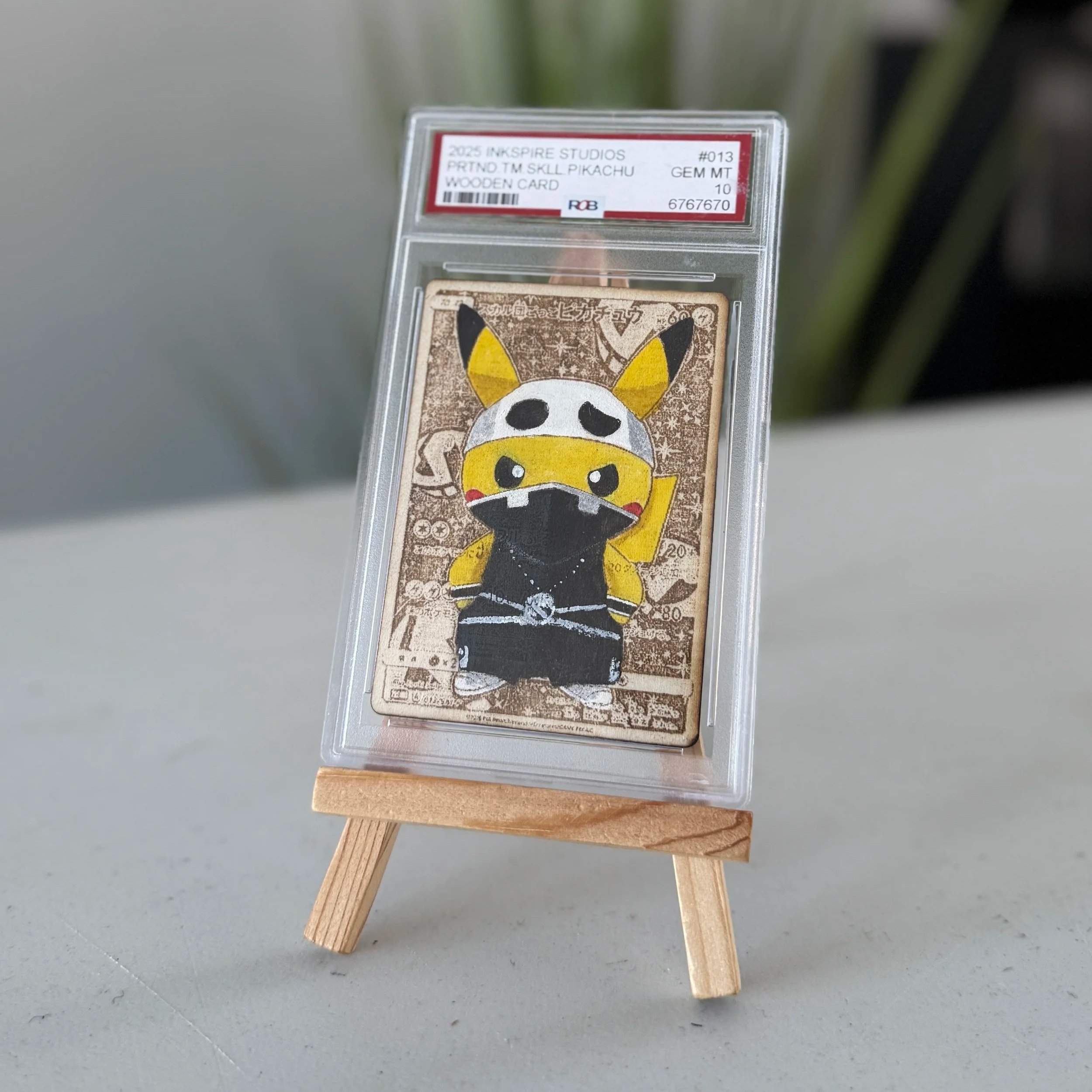 Team Skull Pikachu (13) Engraved Wooden TCG Card