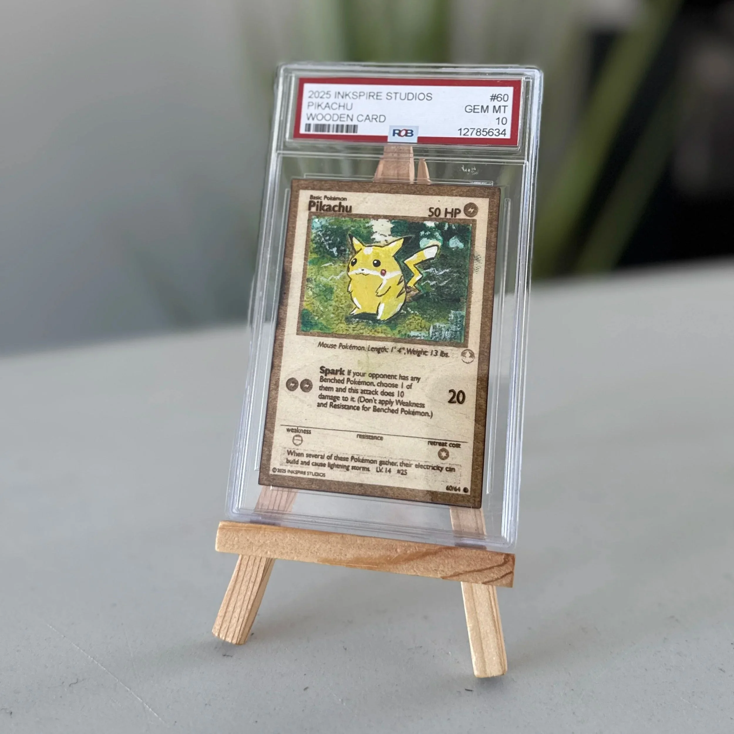 Pikachu (60) Engraved Wooden TCG Card