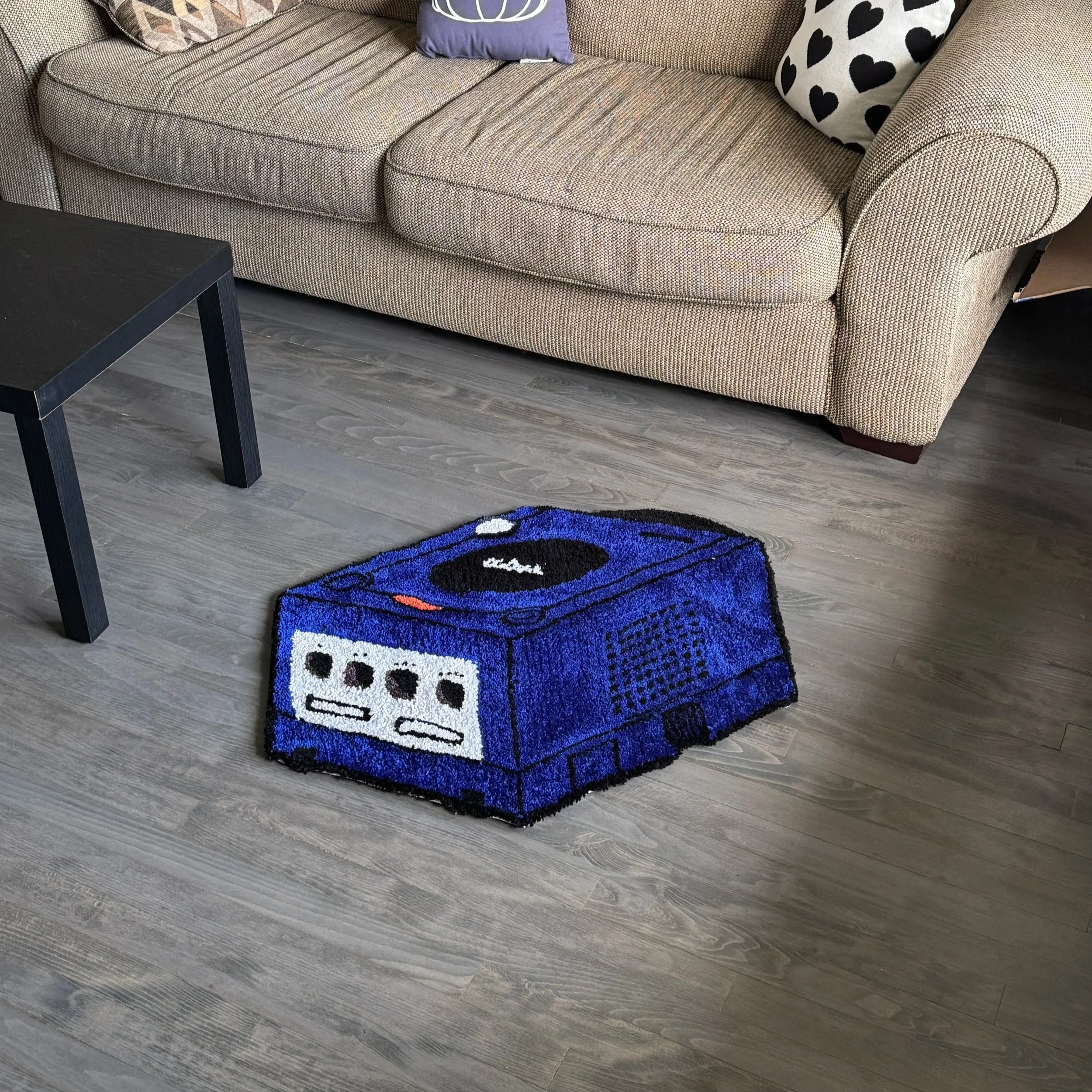 Nintendo Gamecube Blue Handmade Rug – 2.5ft x 2ft Acrylic Yarn