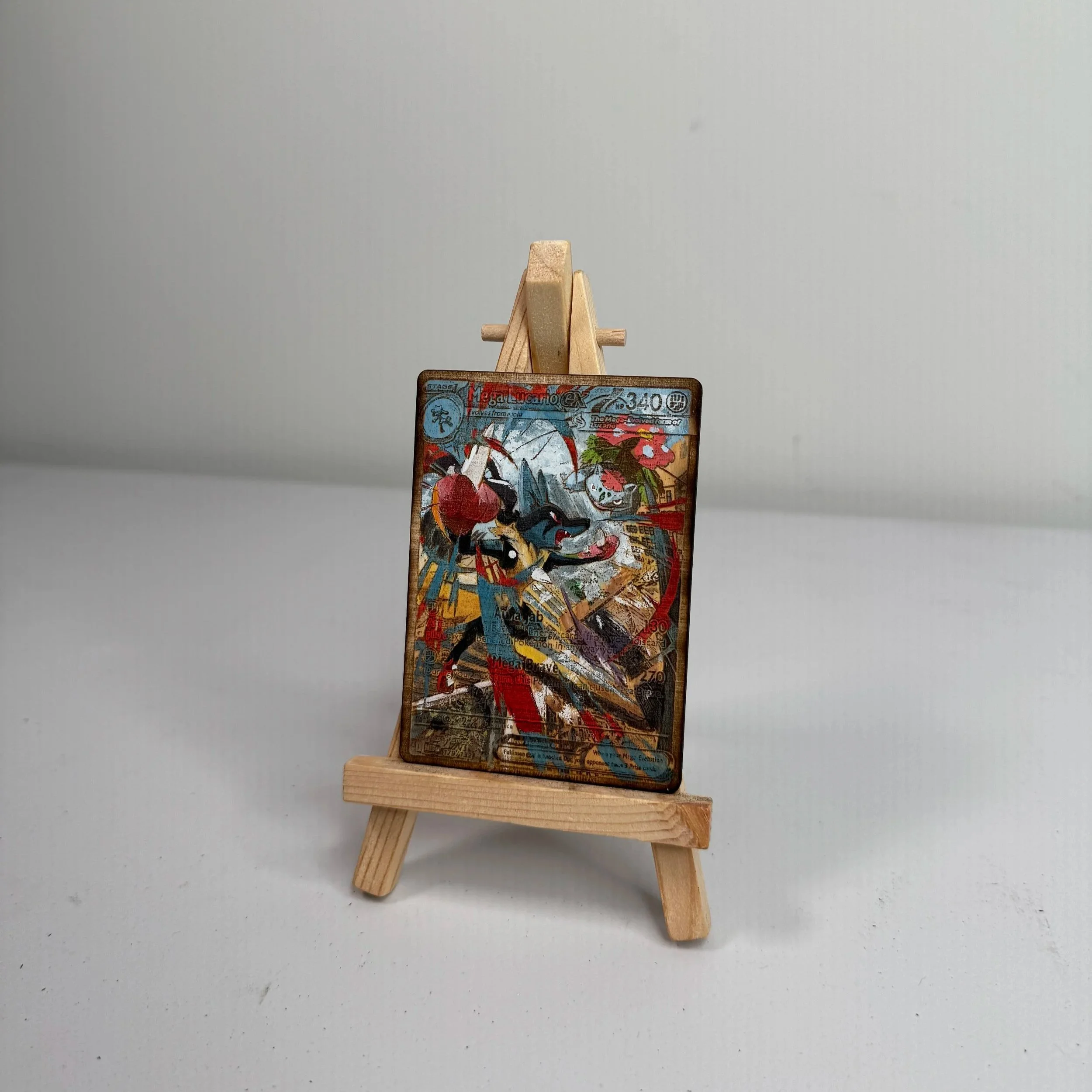 Mega Lucario (179) Engraved Wooden TCG Card
