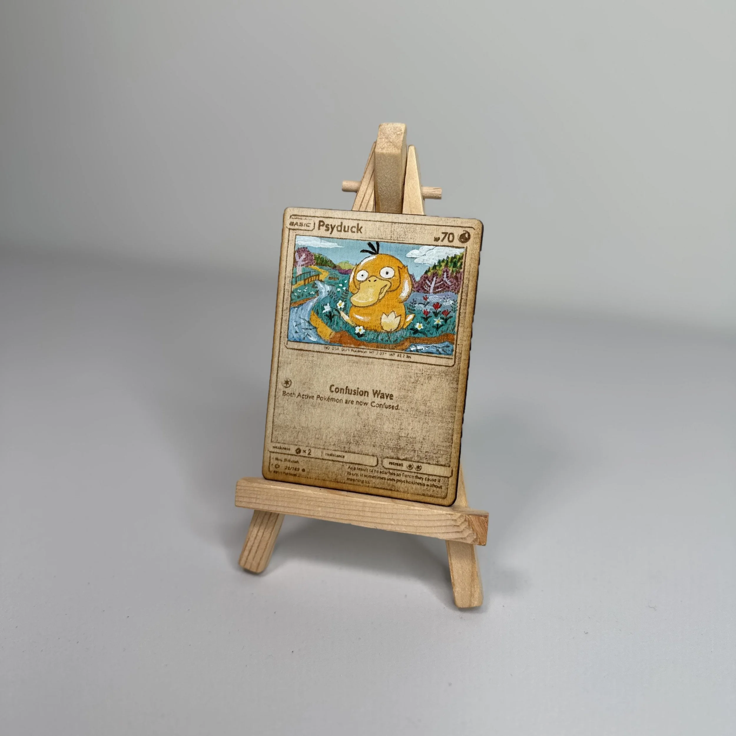 Psyduck (21) Engraved Wooden TCG Card