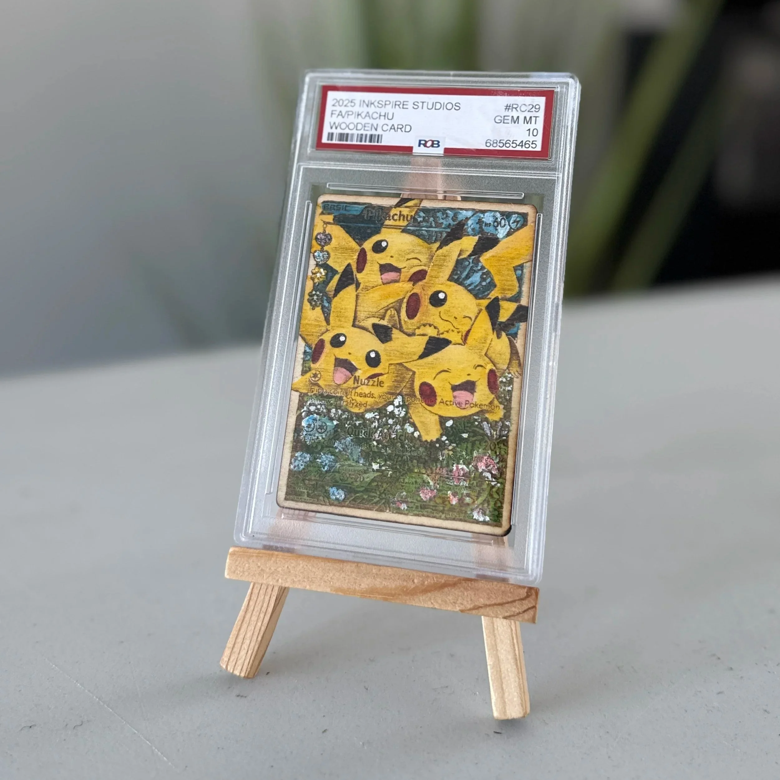 Pikachu (RC29) Engraved Wooden TCG Card