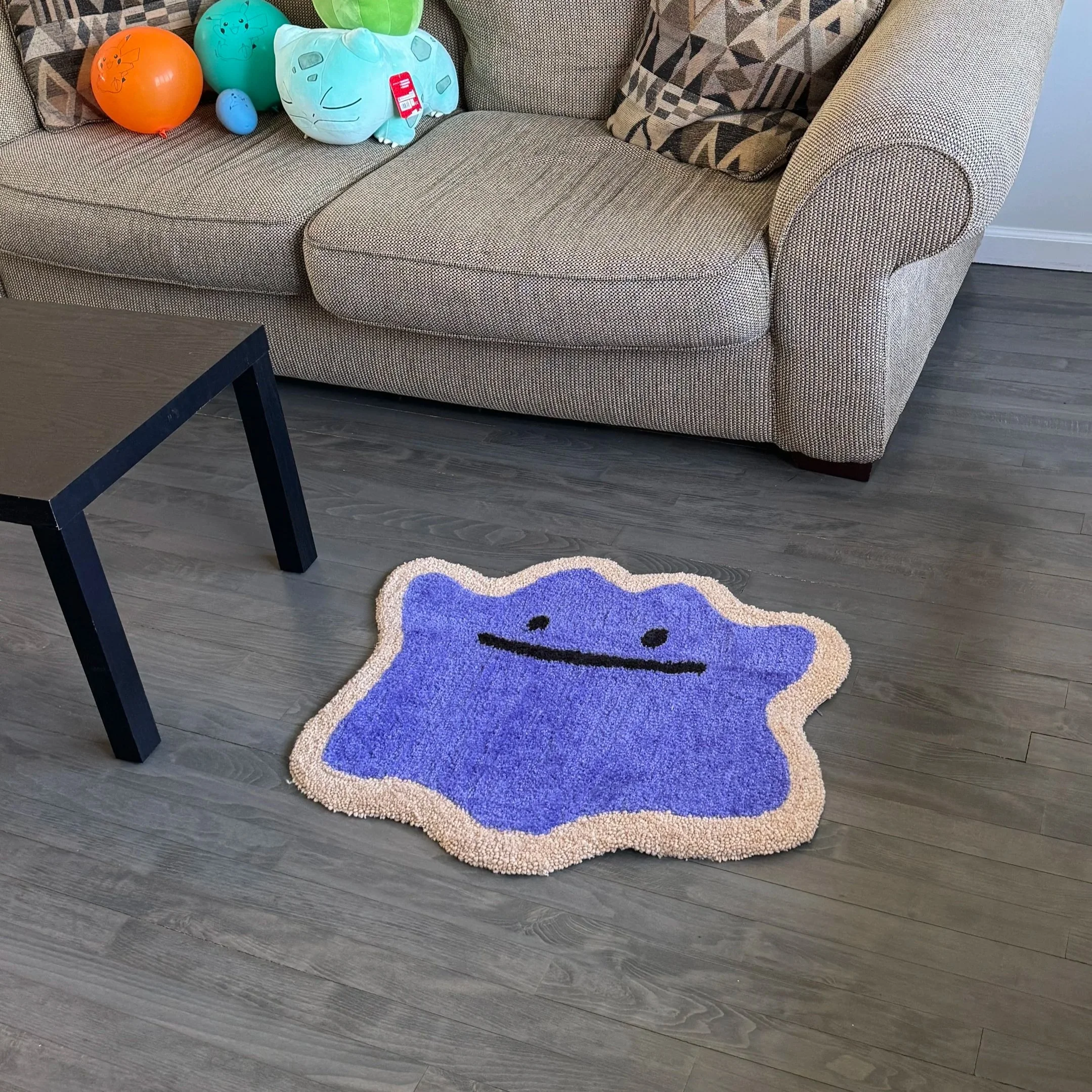 Pokopia "Ditto Rug" Handmade Pokemon Rug – 2.5ft x 2.5ft Acrylic Yarn