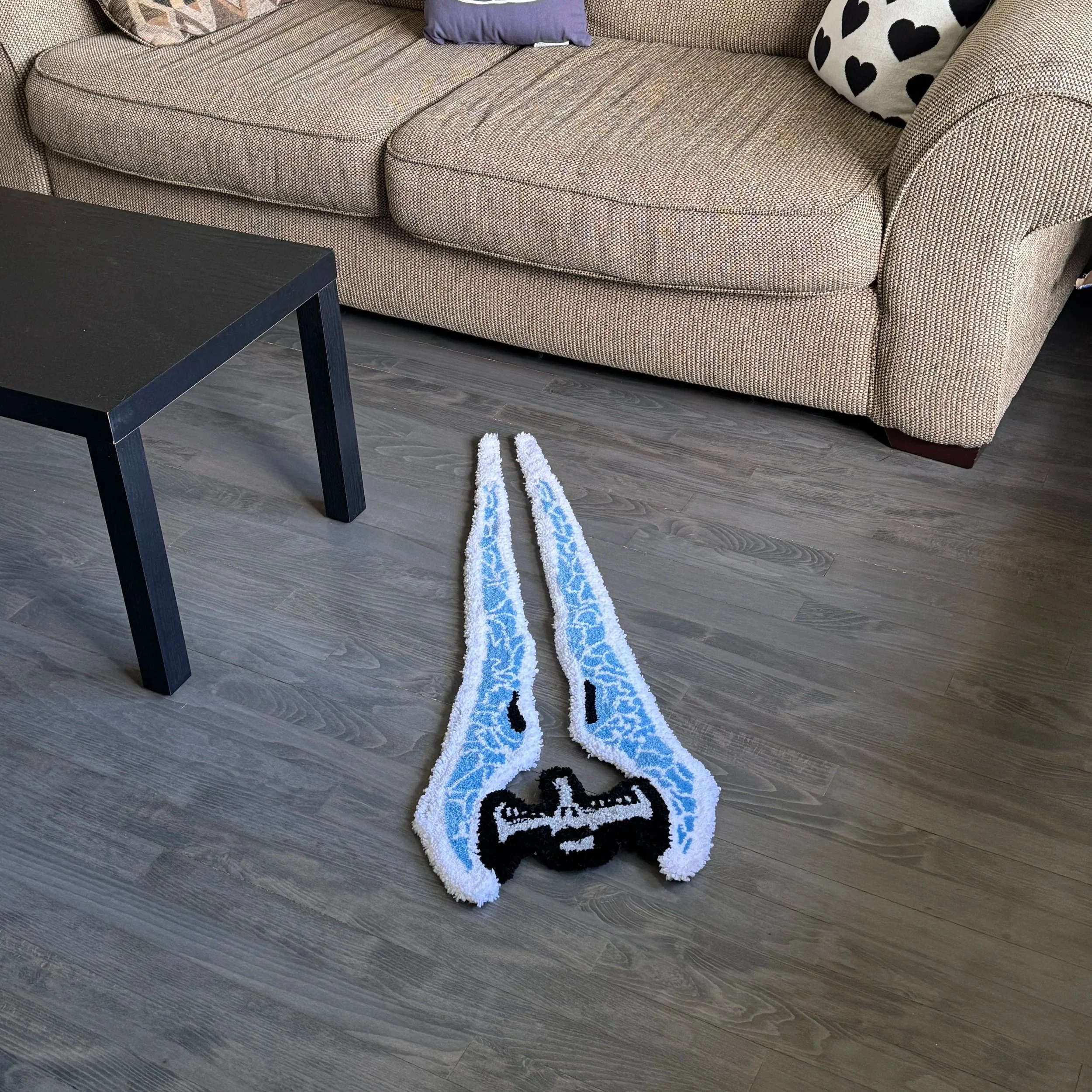 Halo Energy Sword Handmade Rug – 3ft x 1ft Acrylic Yarn