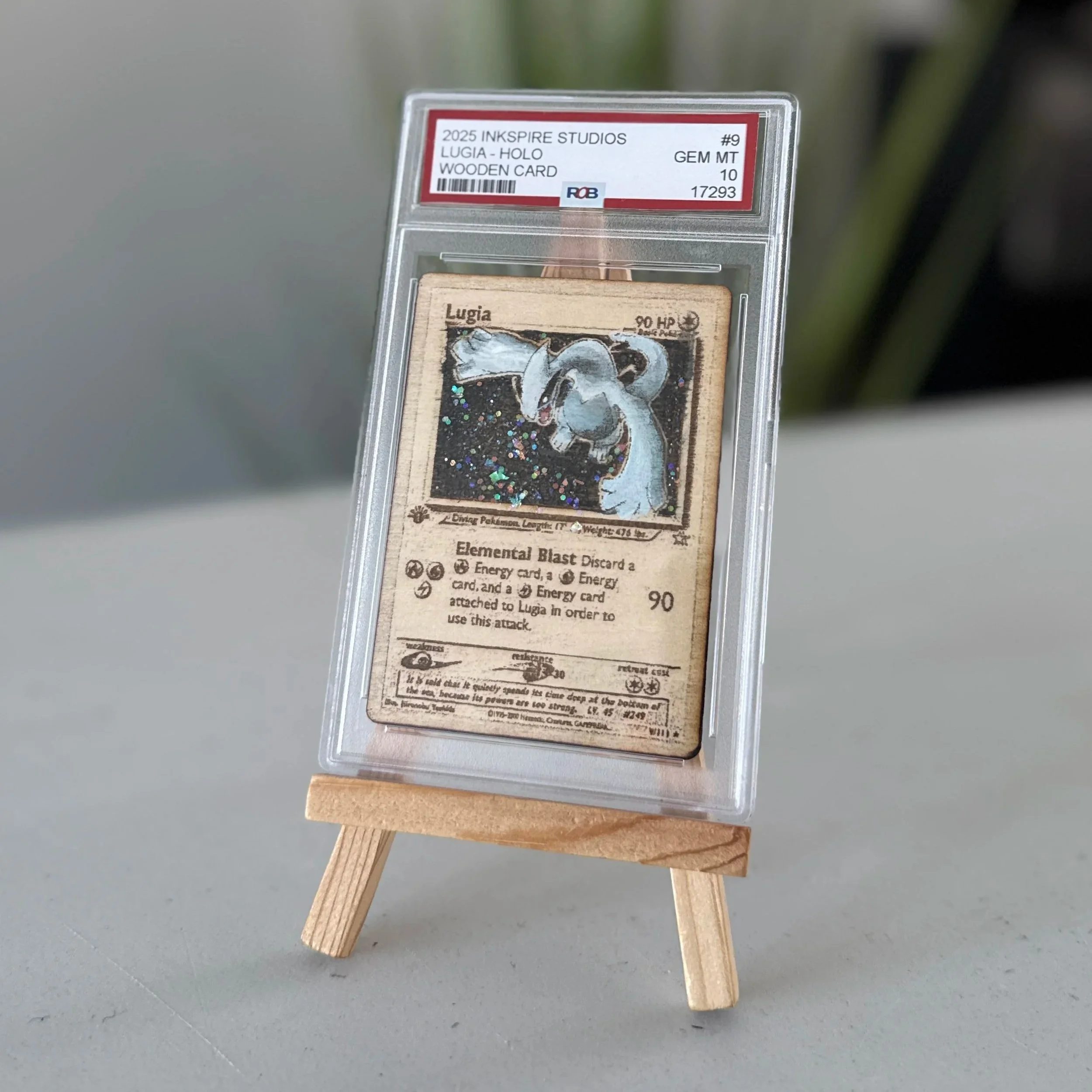 Lugia (9) Engraved Wooden TCG Card
