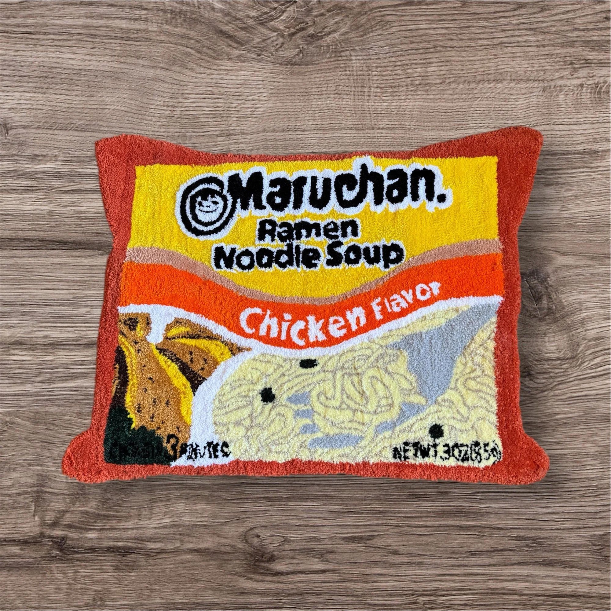 Ramen Packet Handmade Rug – 3ft by 2 1/4ft Acrylic Yarn