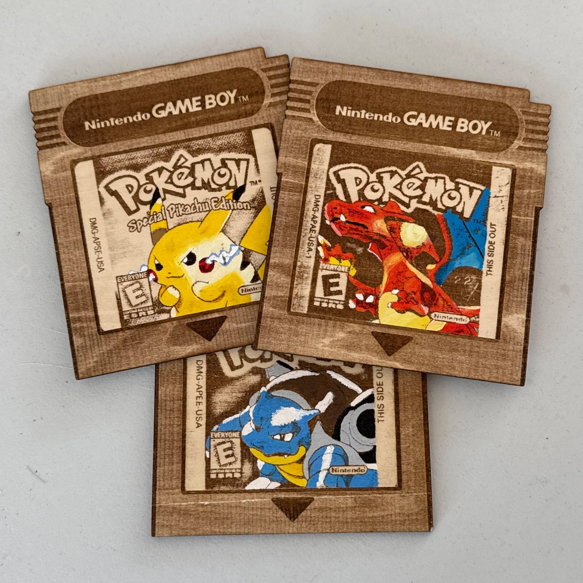 Engraved Wooden Pokemon Gameboy Cartridge