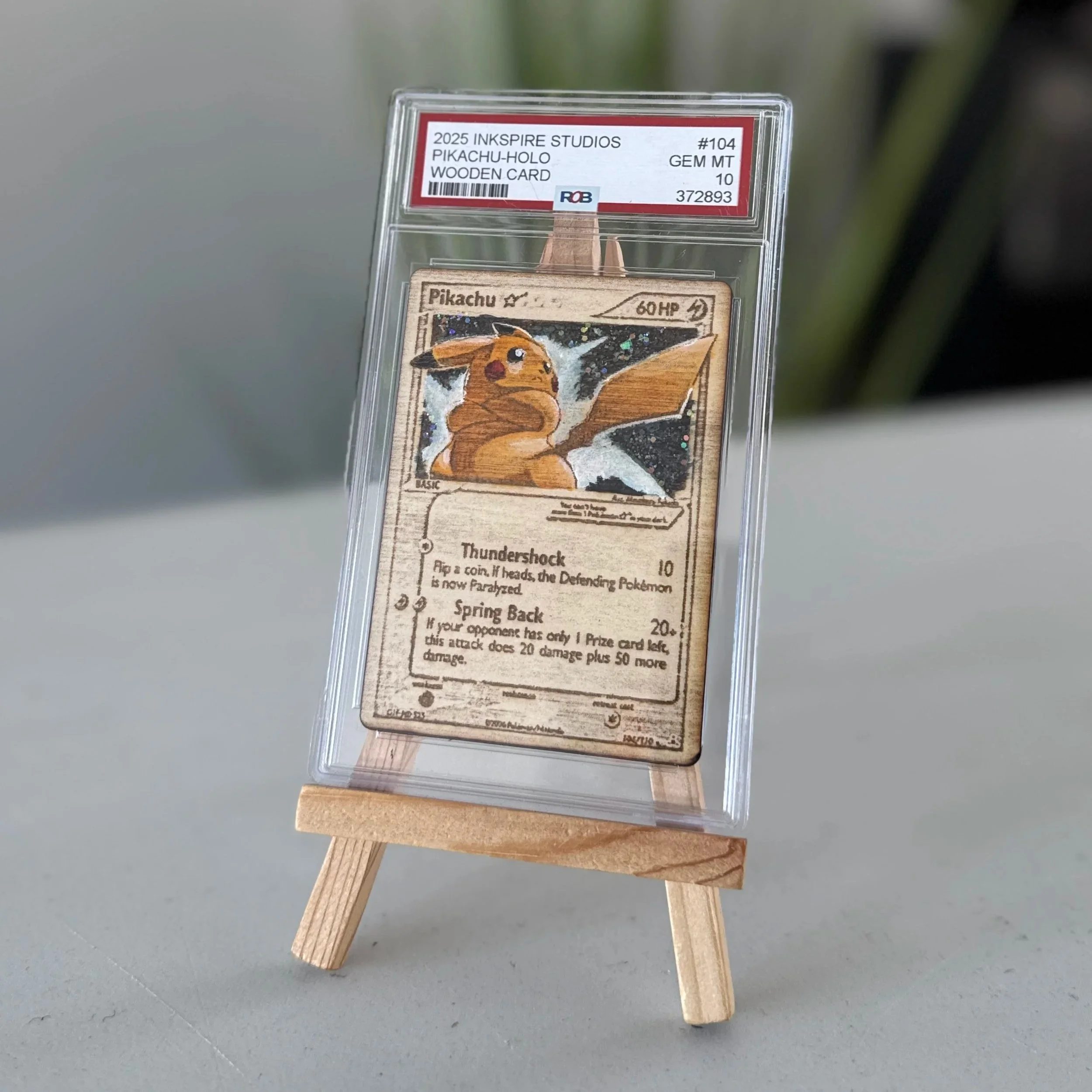 Pikachu (104) Engraved Wooden TCG Card