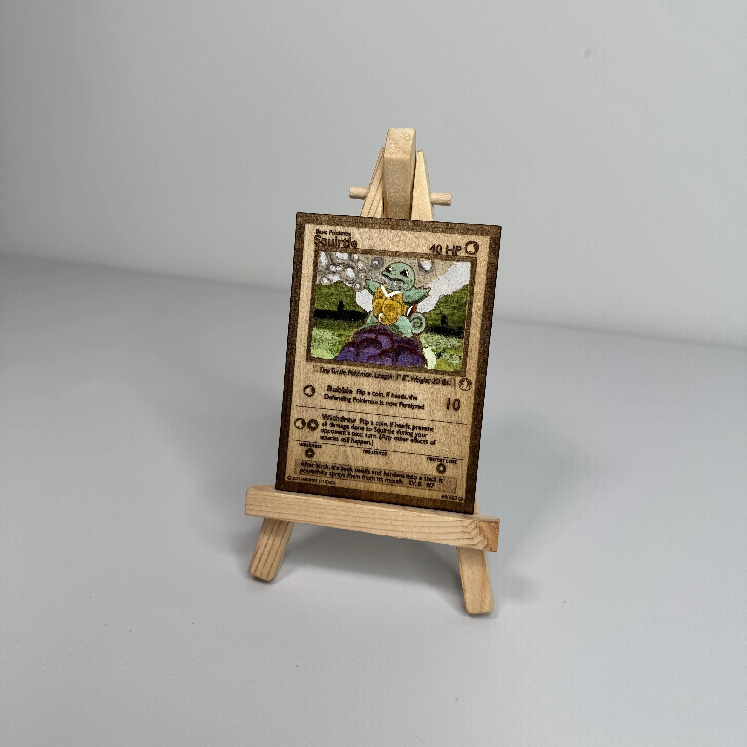 Squirtle (69) Engraved Wooden TCG Card