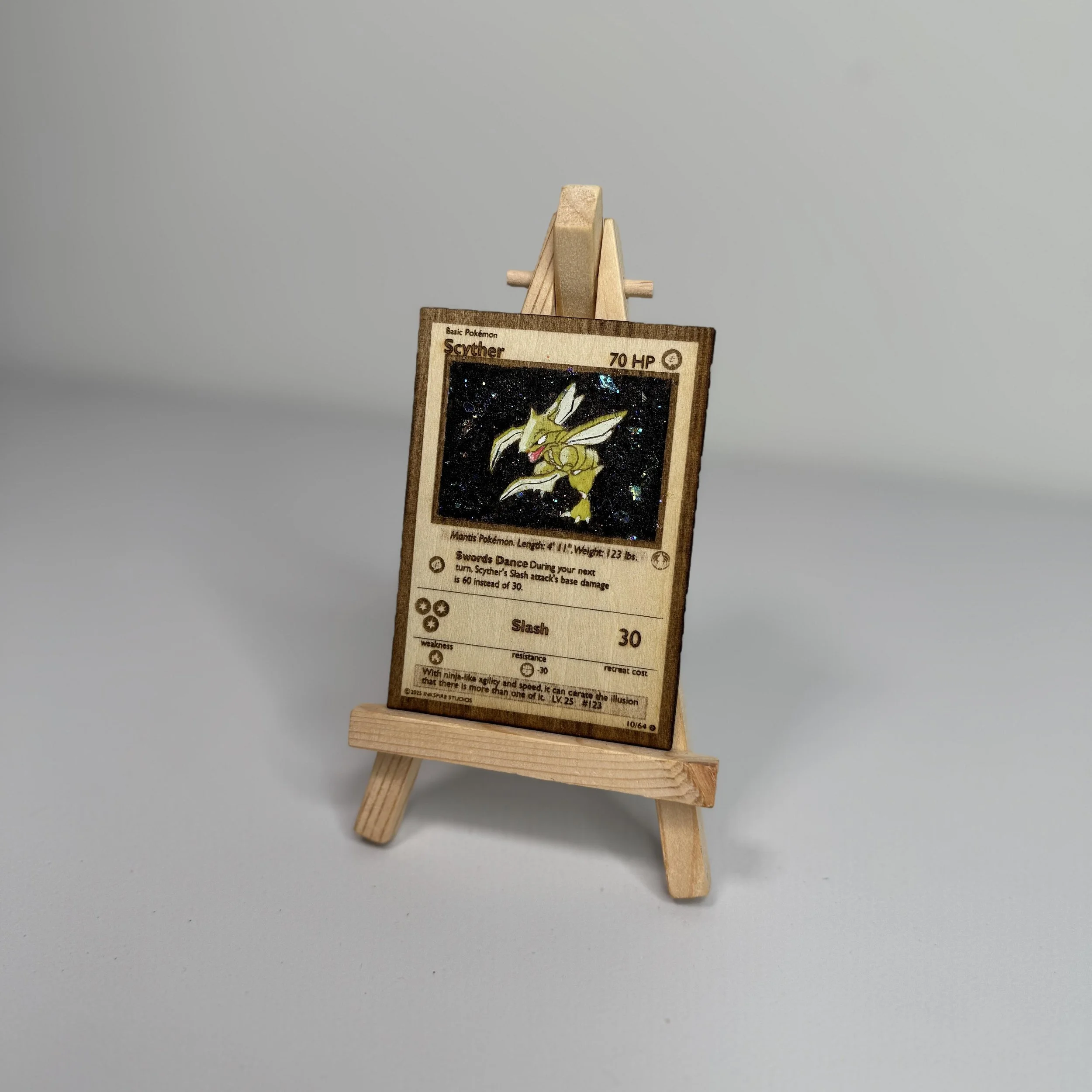 Scyther (10) Engraved Wooden TCG Card