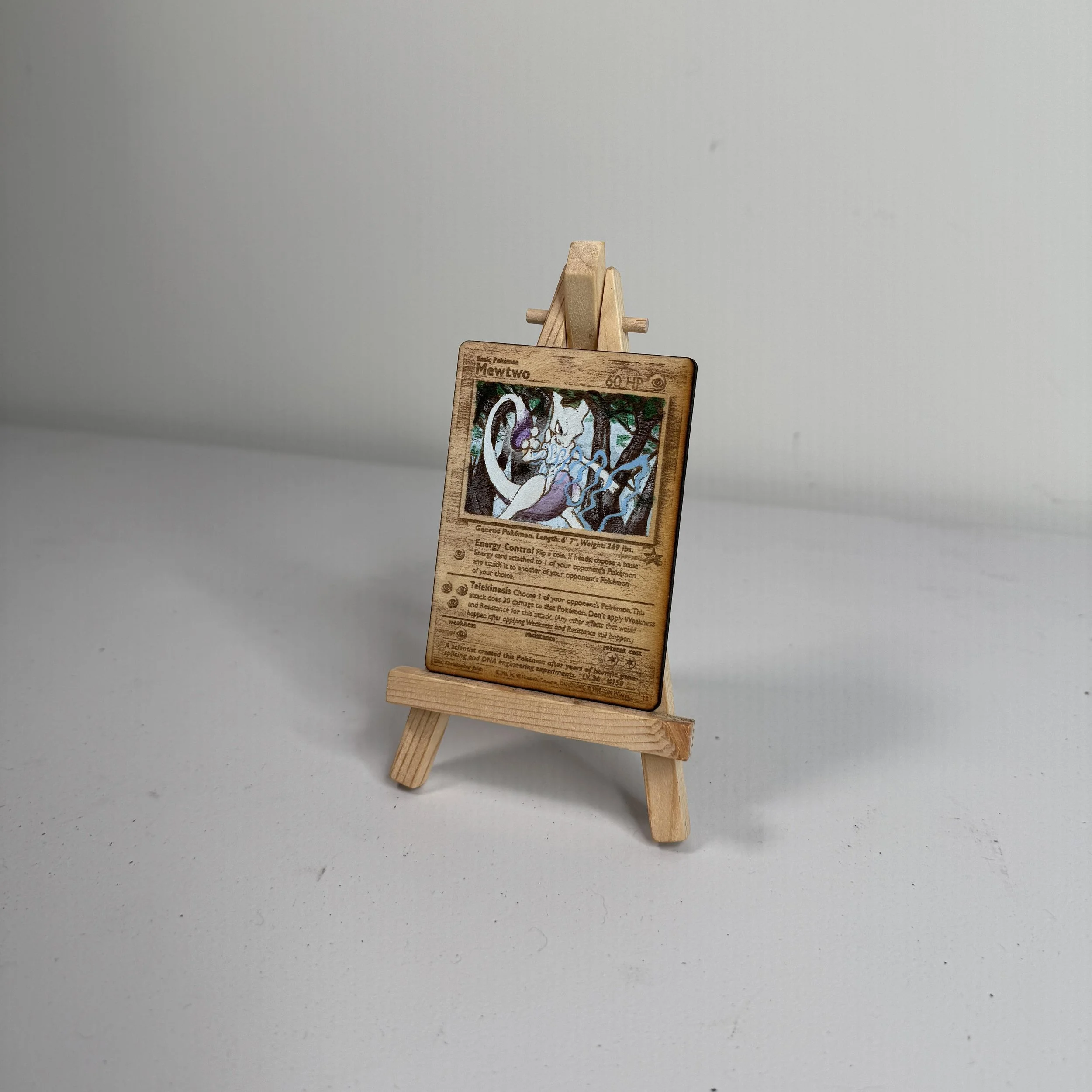 Mewtwo (12) Engraved Wooden TCG Card