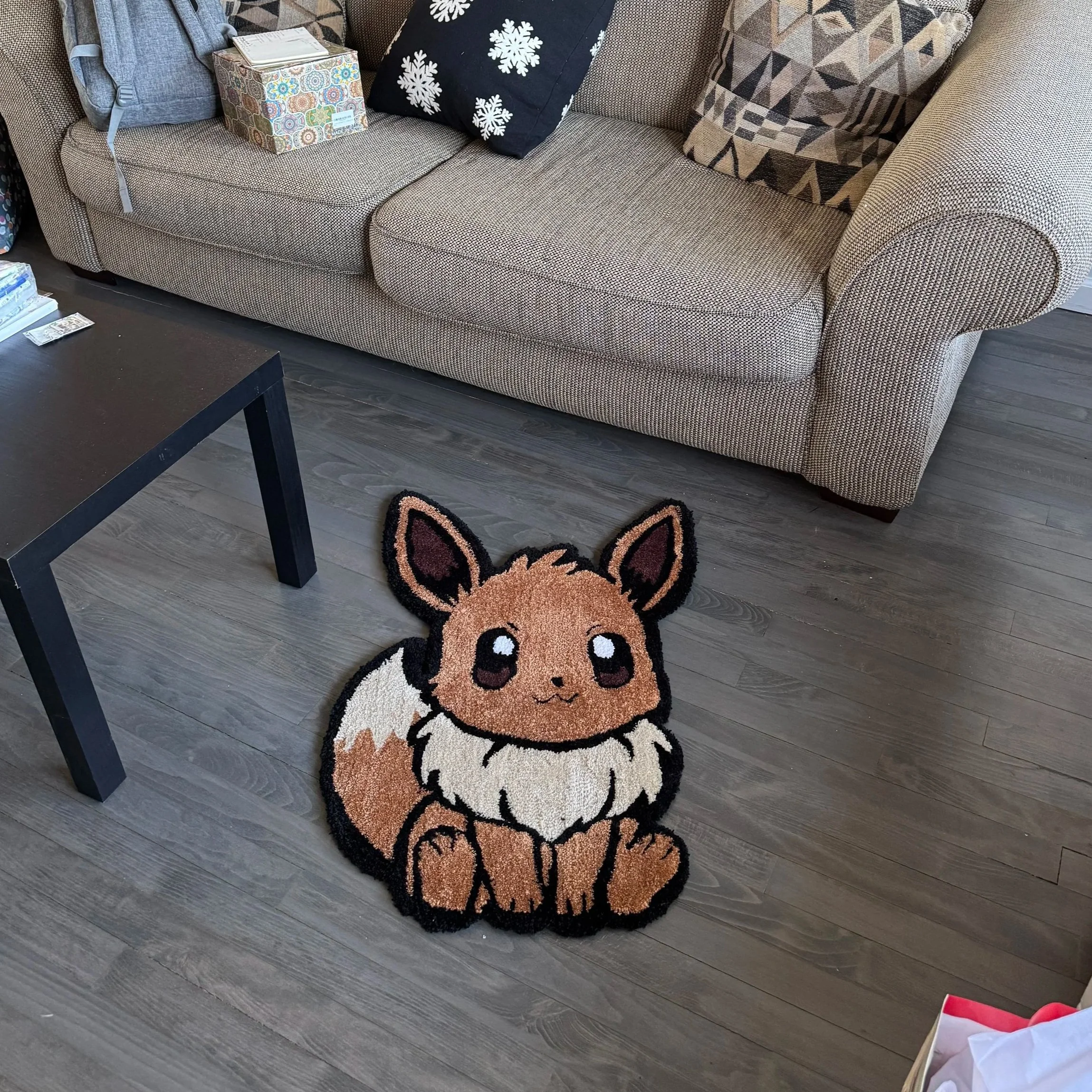 Sitting Eevee Handmade Pokemon Rug – 2.5ft x 2ft Acrylic Yarn