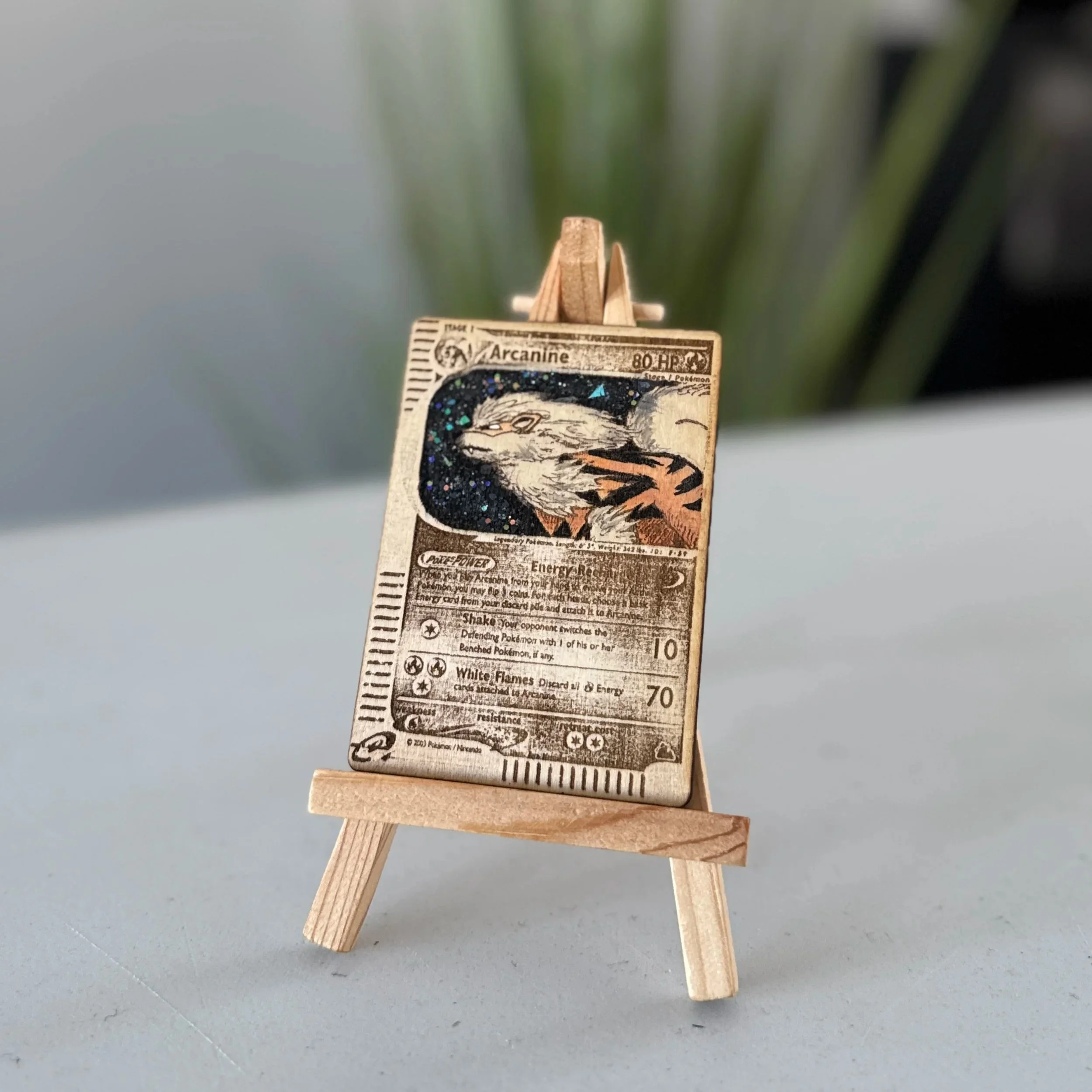 Arcanine (3) Engraved Wooden TCG Card