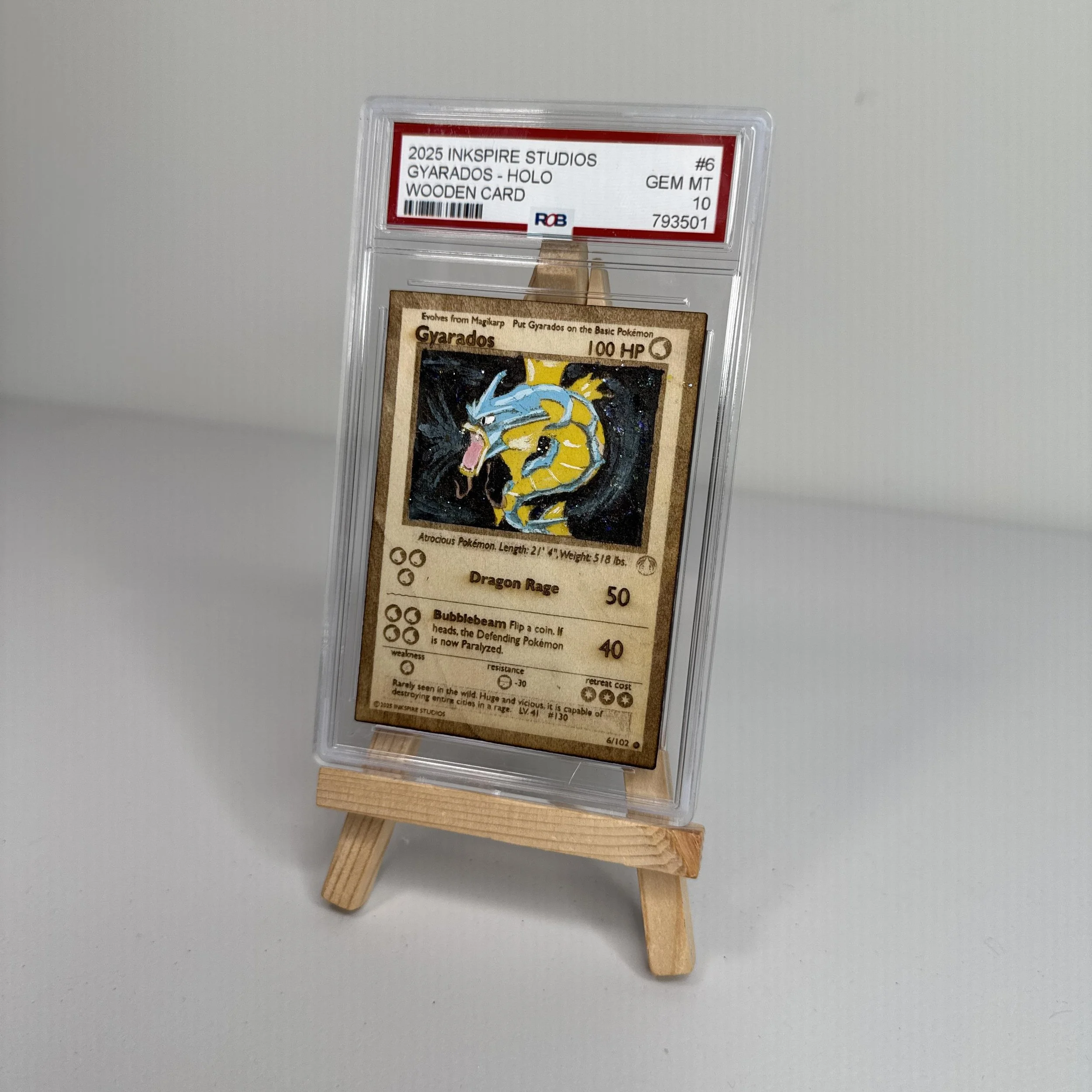 Gyarados (6) Engraved Wooden TCG Card