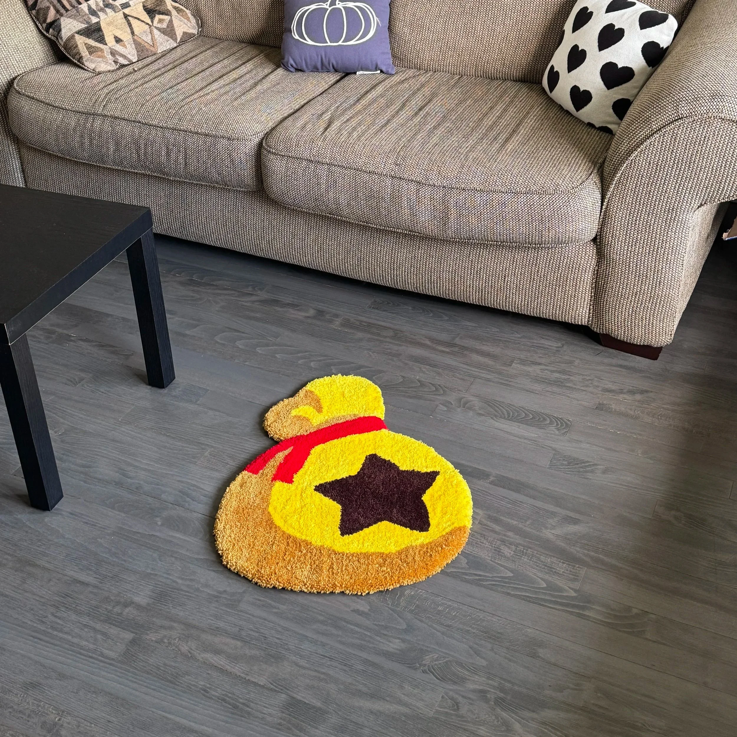 Animal Crossing Money Bag Handmade Rug – 2ft x 1.5ft Acrylic Yarn
