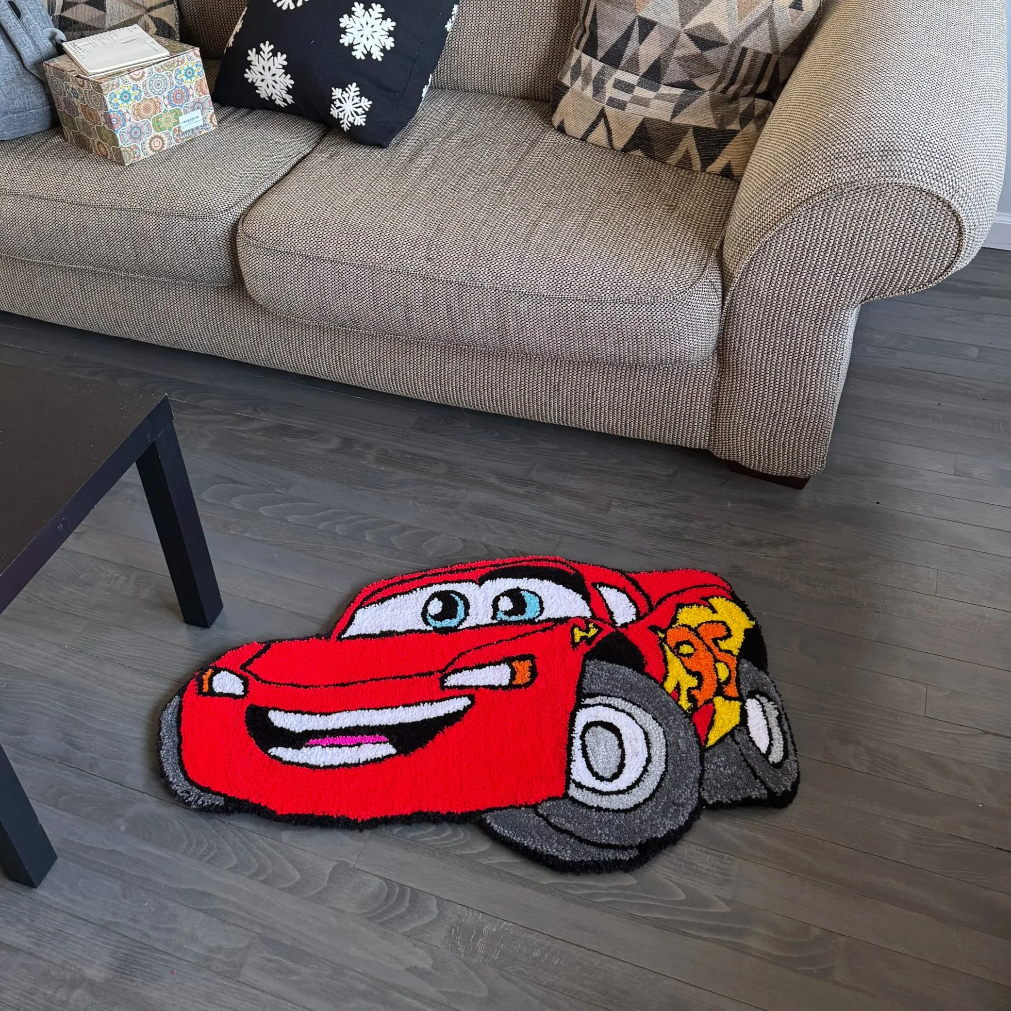 Lightning Mcqueen Handmade Rug – 3ft by 2ft Acrylic Yarn