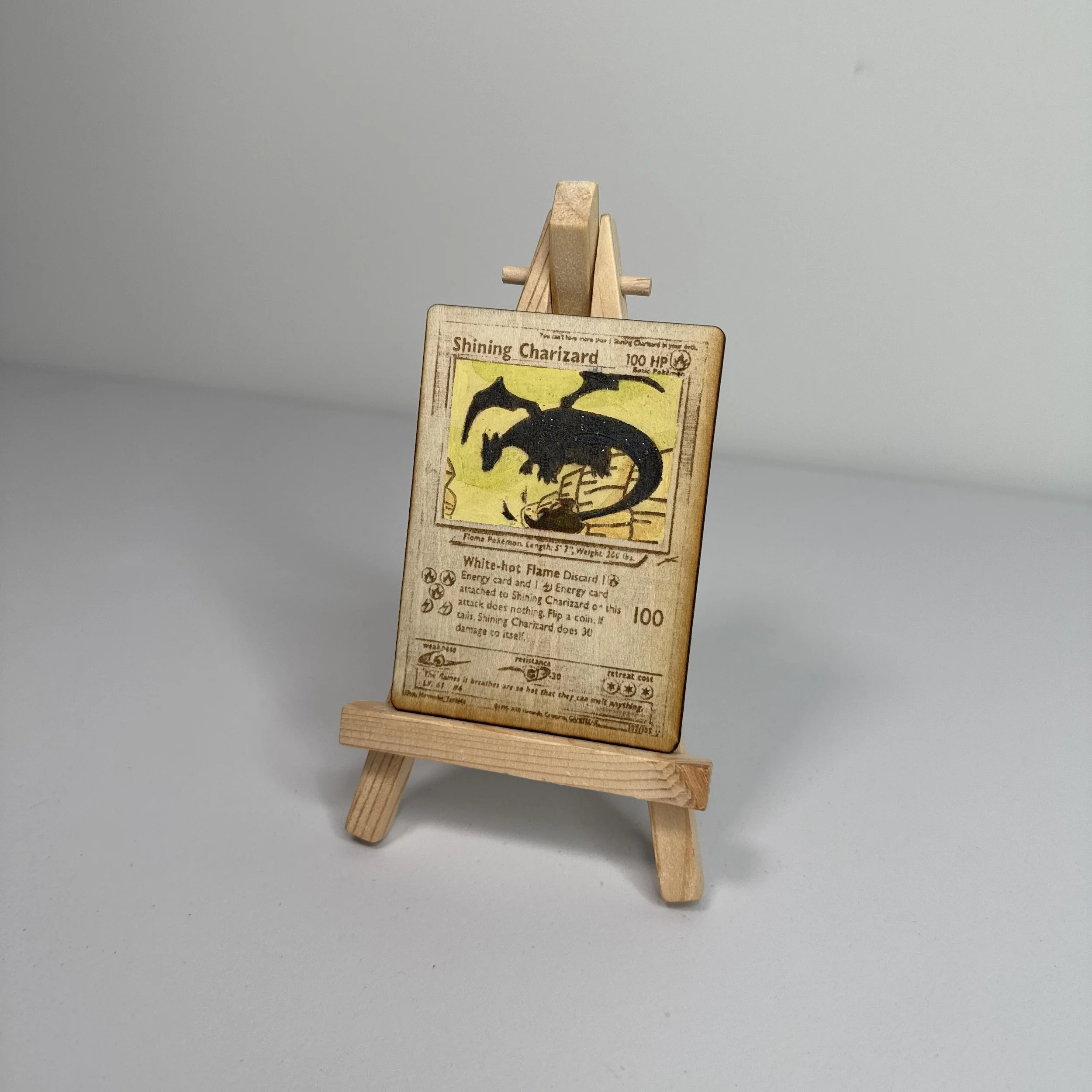 Shining Charizard (107) Engraved Wooden TCG Card