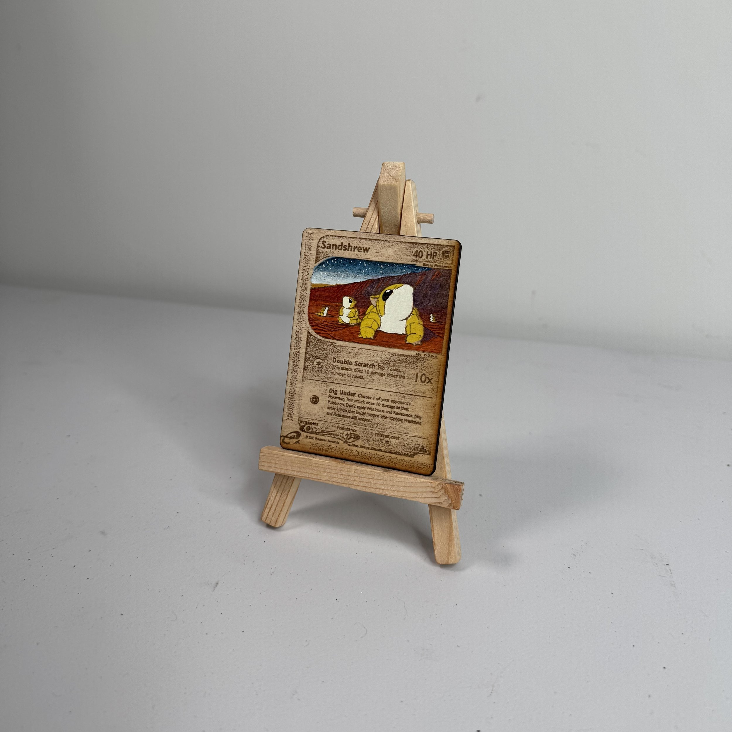 Sandshrew (92) Engraved Wooden TCG Card