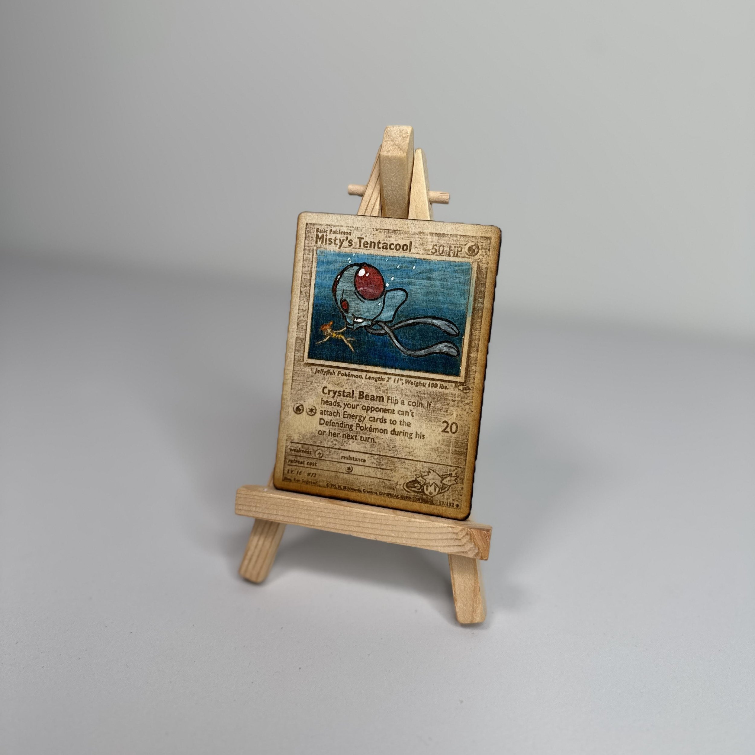 Misty's Tentacool (57) Engraved Wooden TCG Card
