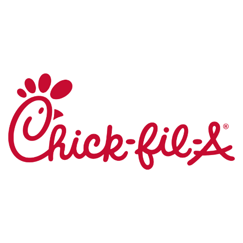 Chick-fil-A logo with a stylized chicken head and the company name in red script.