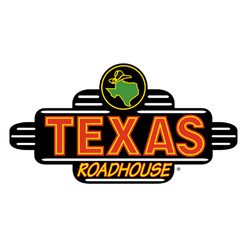 Logo for Texas Roadhouse featuring a cowboy hat and the state of Texas in a circle.