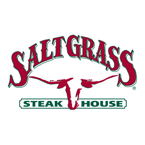SaltiGrass Steak House logo with stylized text and a longhorn steer head design