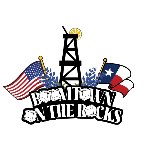 Illustration of American flags with patriotic decorations, including a clock at the top showing 12:15, set against a black background.