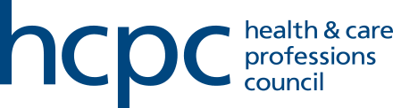 The logo of the Health & Care Professionals Council (hcpc), featuring lowercase letters 'hcpc' in dark blue, with the words 'health & care professions council' in smaller font beside it.