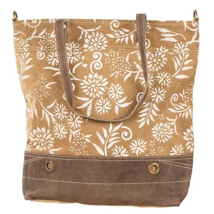 Mustard Canvas with Floral Print Bag