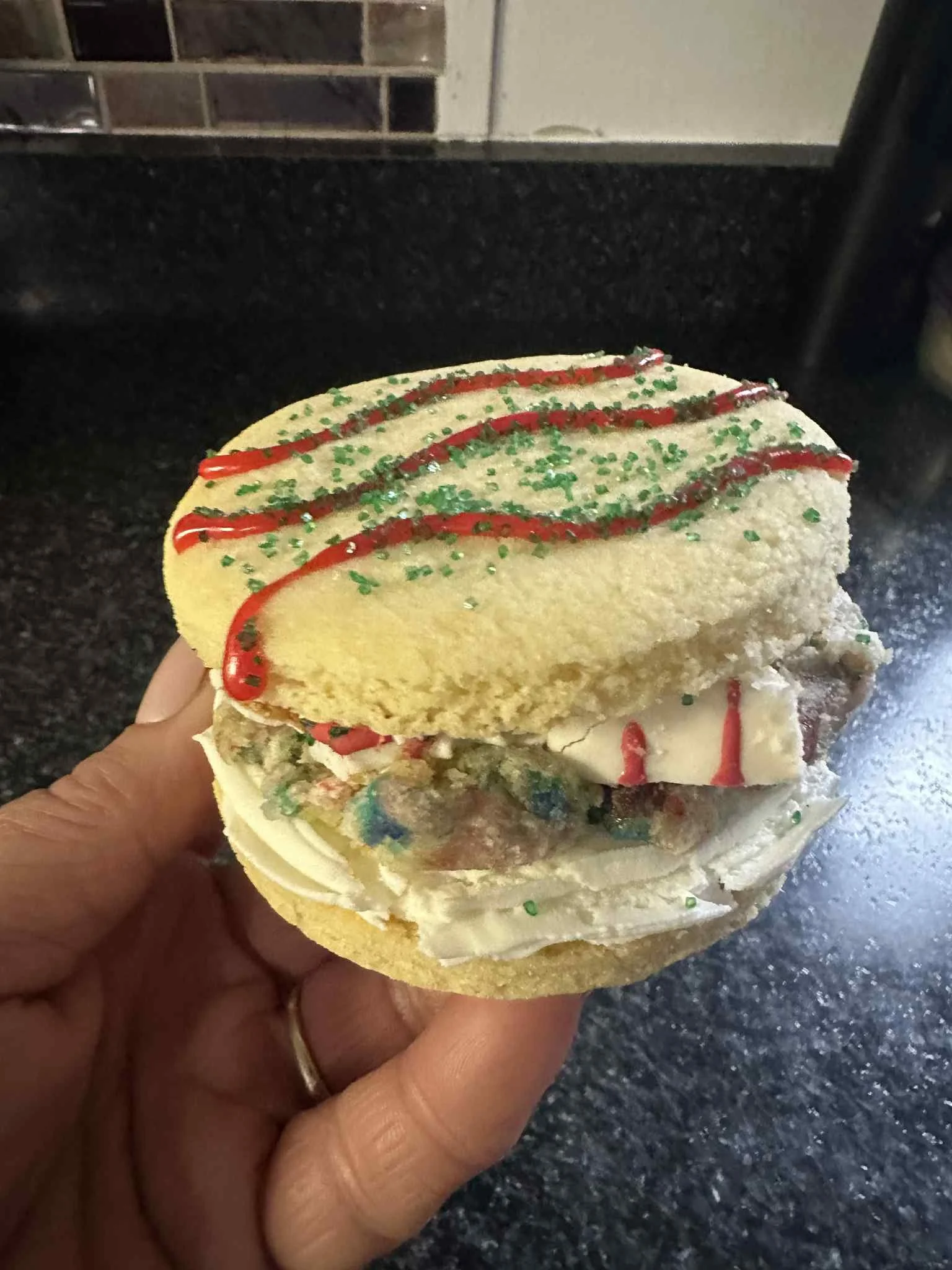 Christmas Tree Cake Stuffed Sugar Cookie