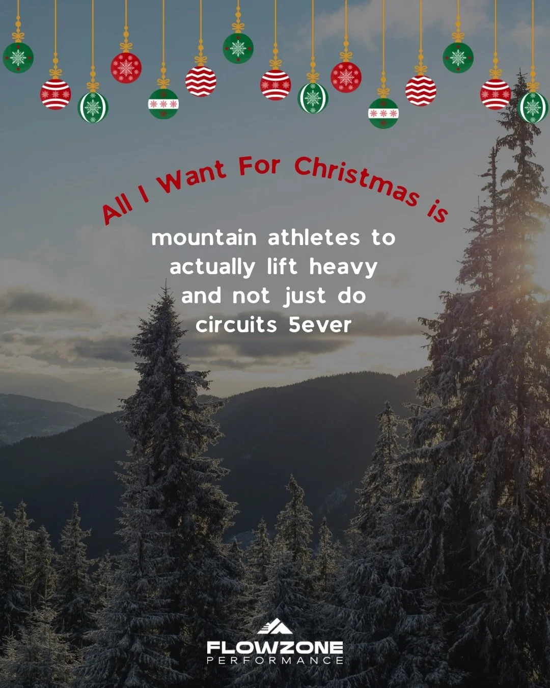 All I want for Christmas is mountain athletes to achieve their BAGs (big ass goals) and feel damn fine doing it. 

Is that too much to ask?

#flowzone #alliwantforchristmas #hybridathlete #mountainathlete #mountainfitness