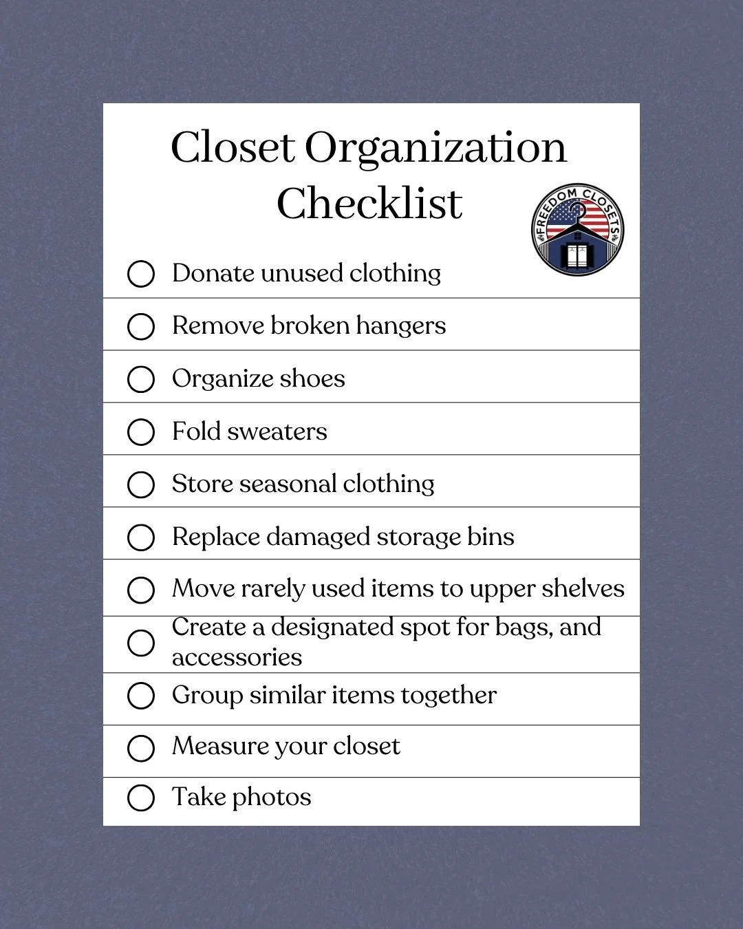 Closet Organization Checklist