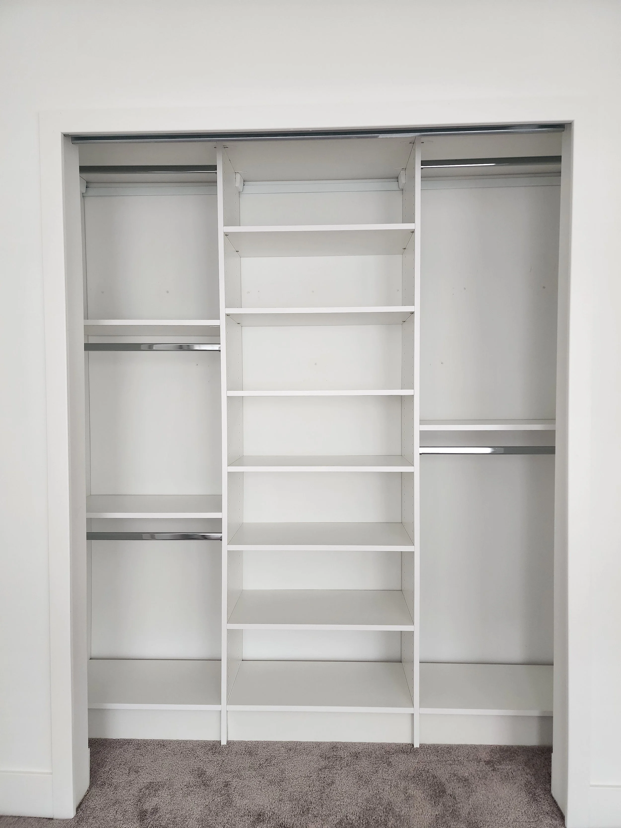Whippany Reach In Closet with Triple Hanging and Shelves