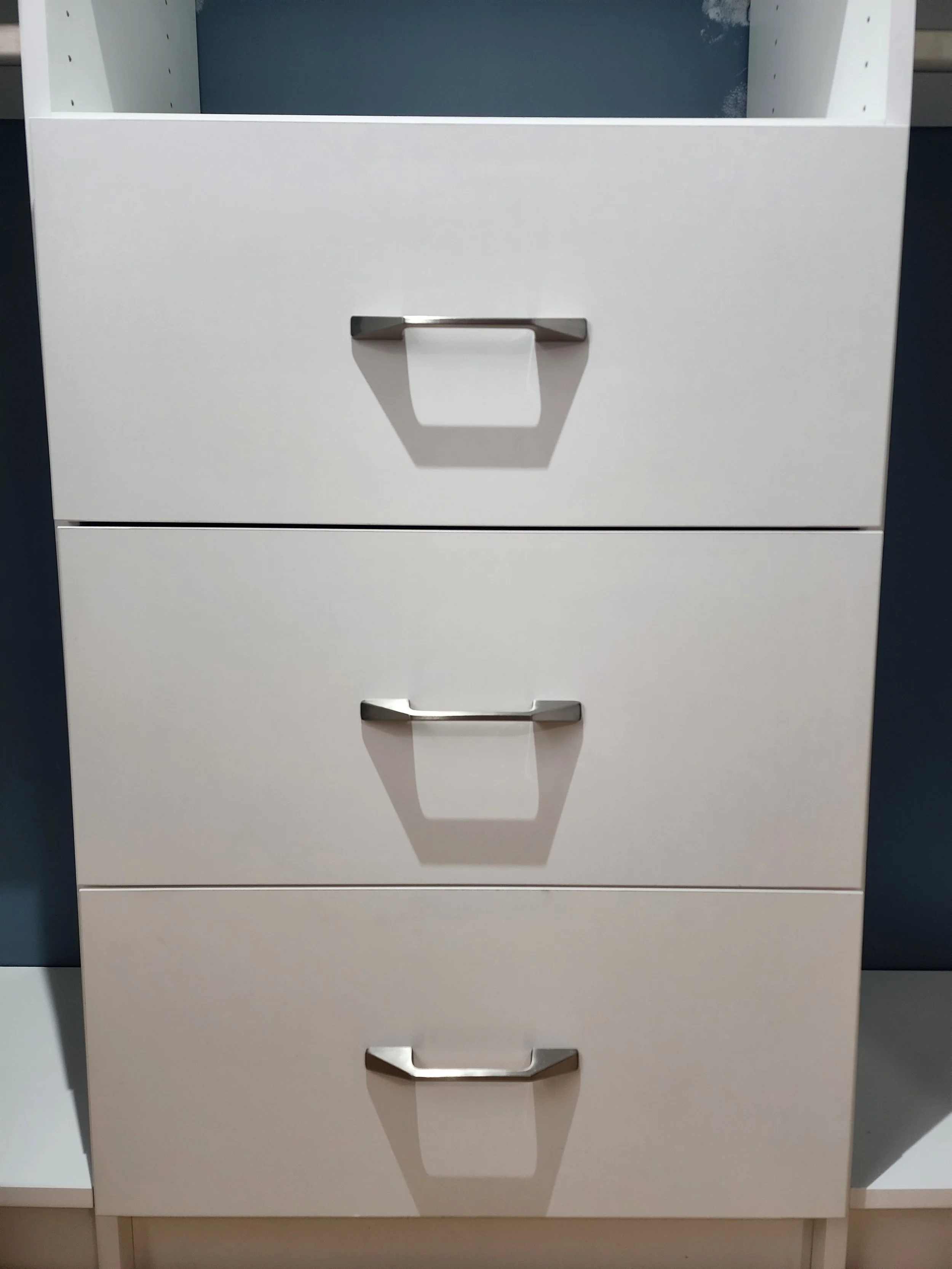 Slab Drawers with Brushed Nickel Handles